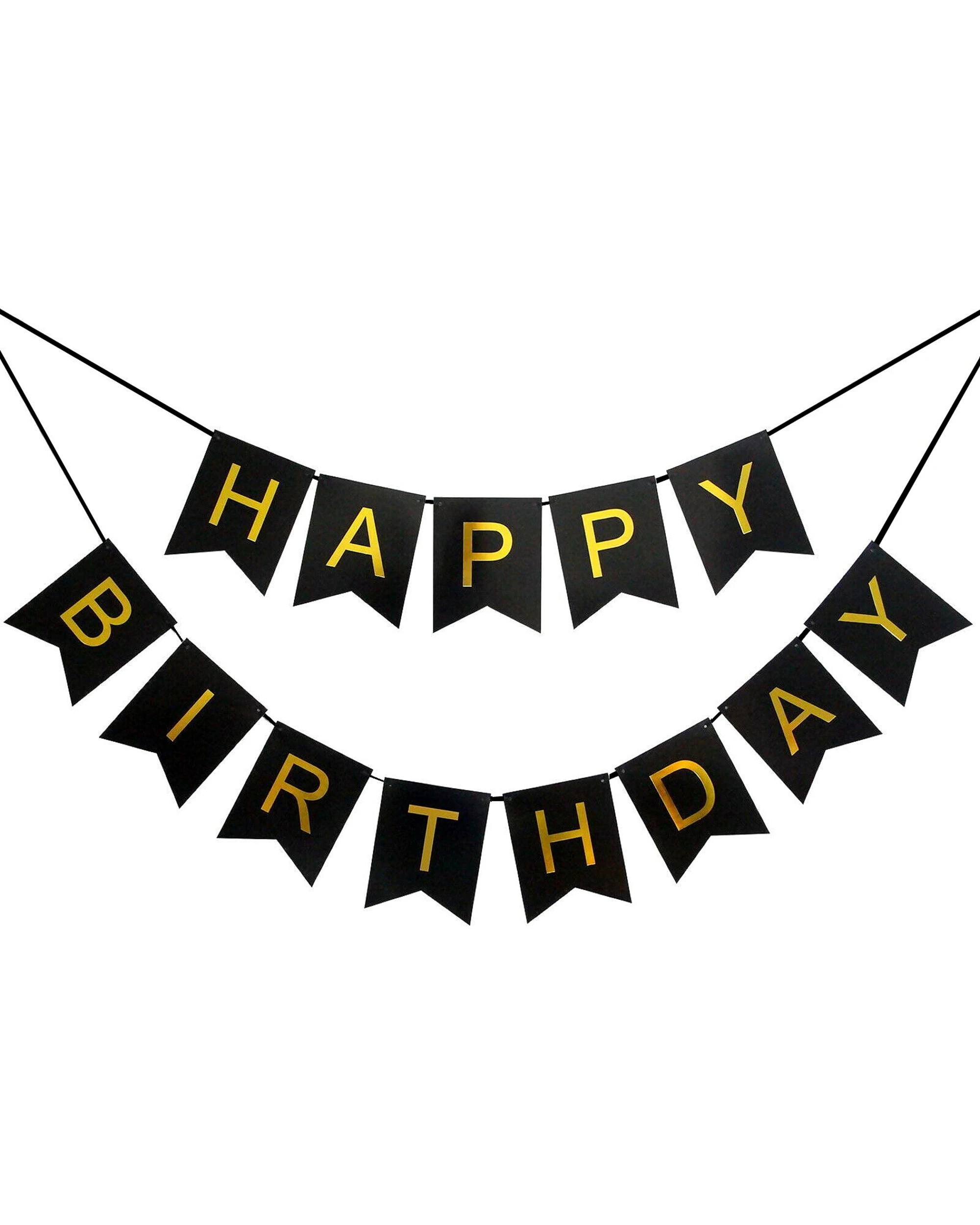 1 Party Maker Black and Metallic Gold Happy Birthday Pennant Banner - Black, 1 of 1