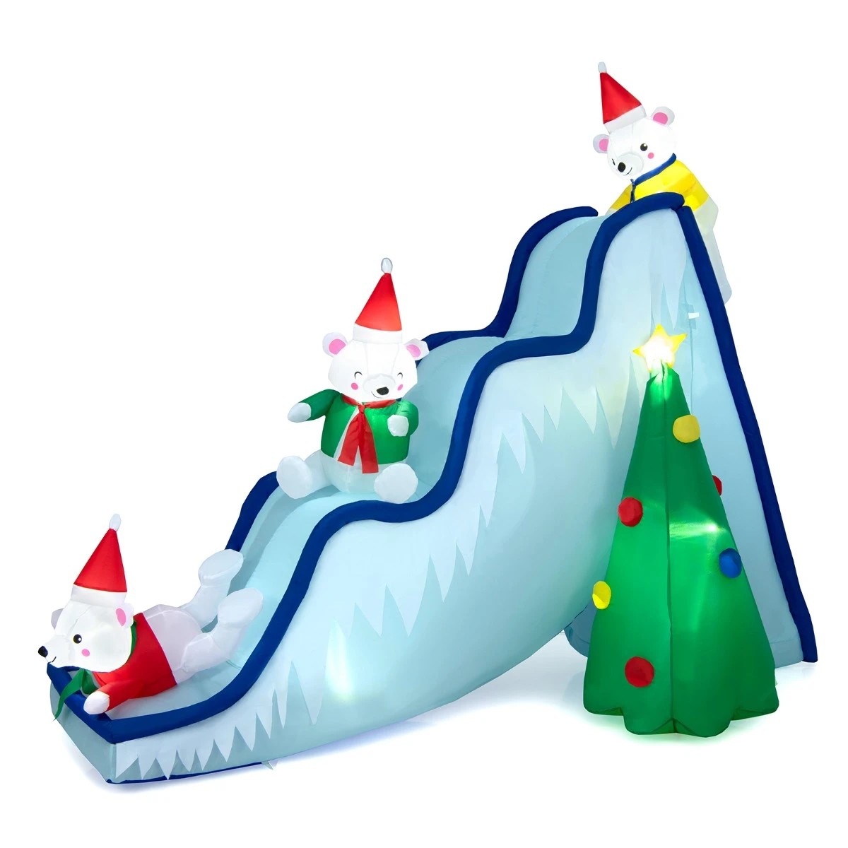 1 Costway 2M Christmas Inflatable Polar Bear Slide Decor LED Lights Outdoor Xmas Garden Yard, 1 of 1
