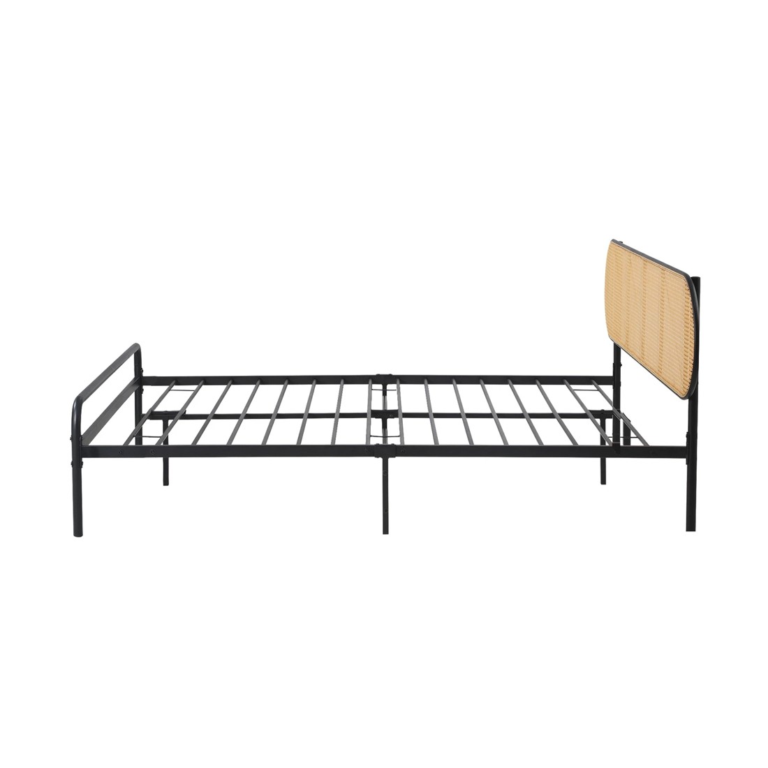 6 Oikiture Bed Frame King Single Metal Base Platform With Rattan Headboard
 - Black, 6 of 9