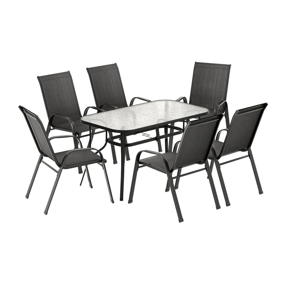 4 Gardeon 7PC Outdoor Dining Set Table and Chairs - Black, 4 of 7
