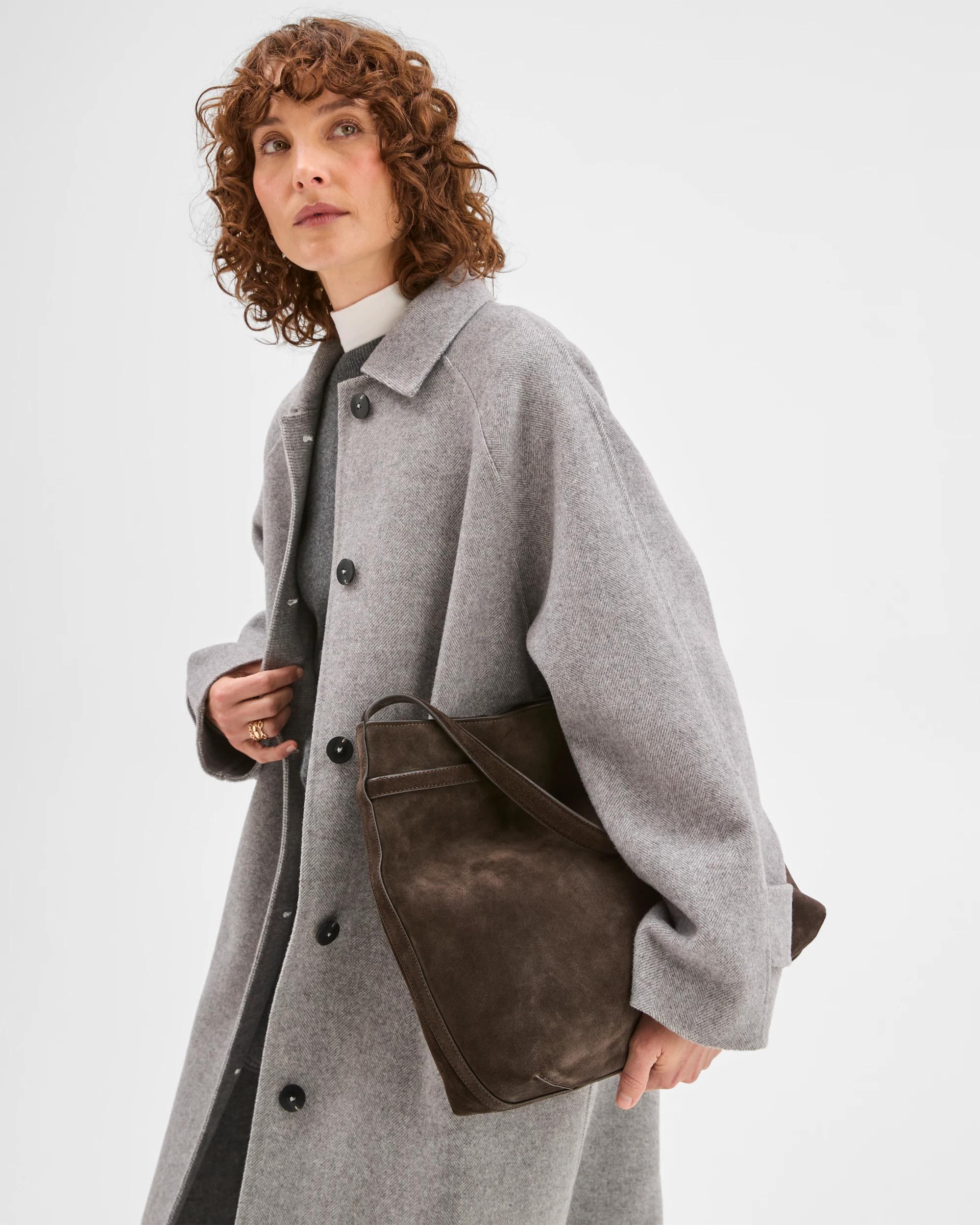 3 Preview Wool Blend Long Sleeve Collared Coat GREY, 3 of 7