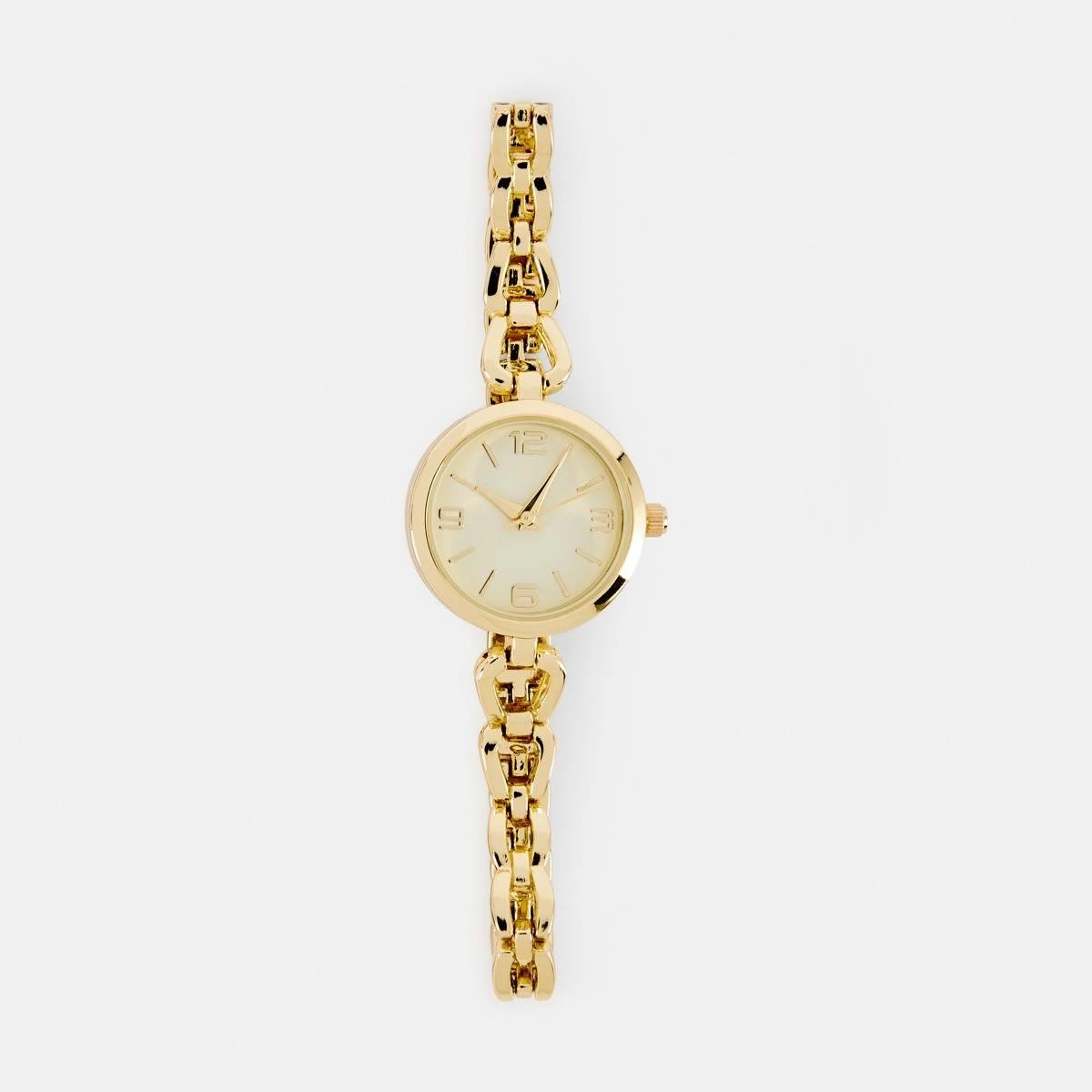 1 Womens Round Dainty Chain Watch - Gold Tone Gold, 1 of 6