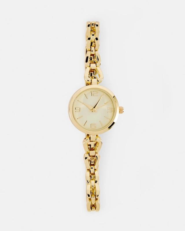 Womens Round Dainty Chain Watch - Gold 