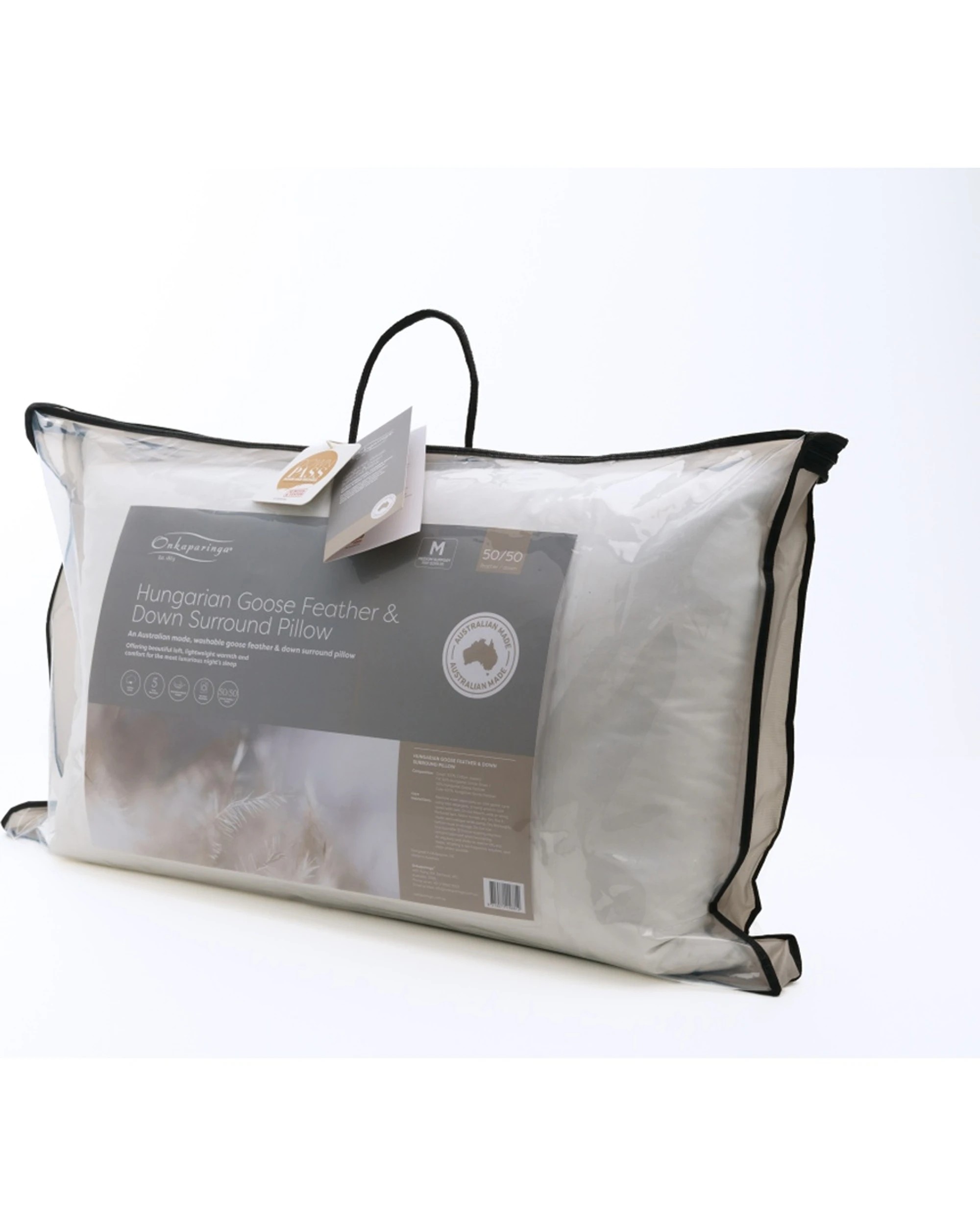 3 Onkaparinga 50-50 Hungarian Goose Down Feather Surround Pillow Standard - White, 3 of 9