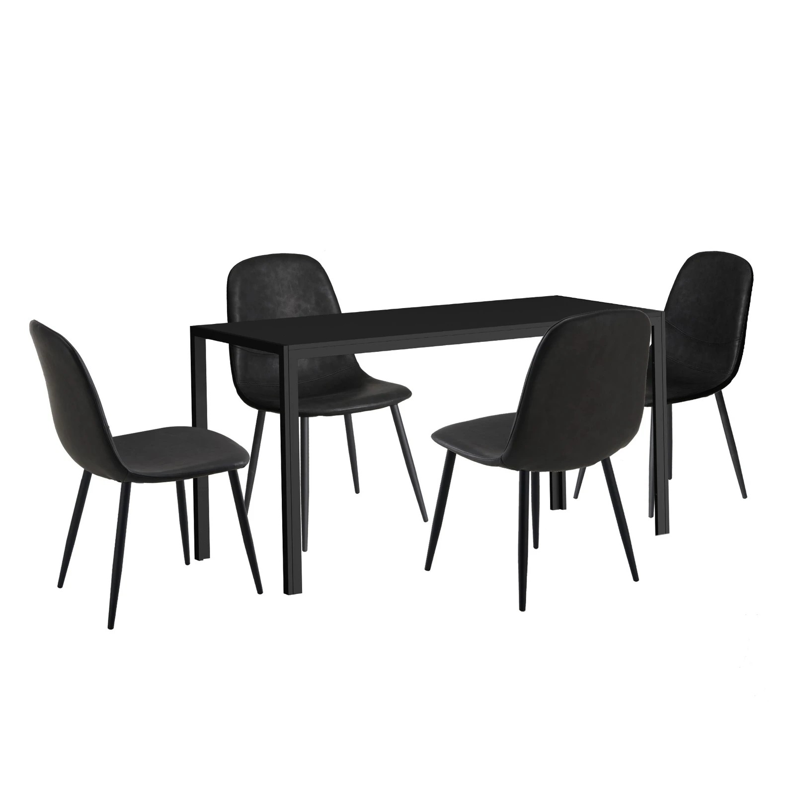 6 Oikiture 1.2m Rectangular Dining Table and Chairs 4-Seater Kitchen Furniture Set - Black, 6 of 9