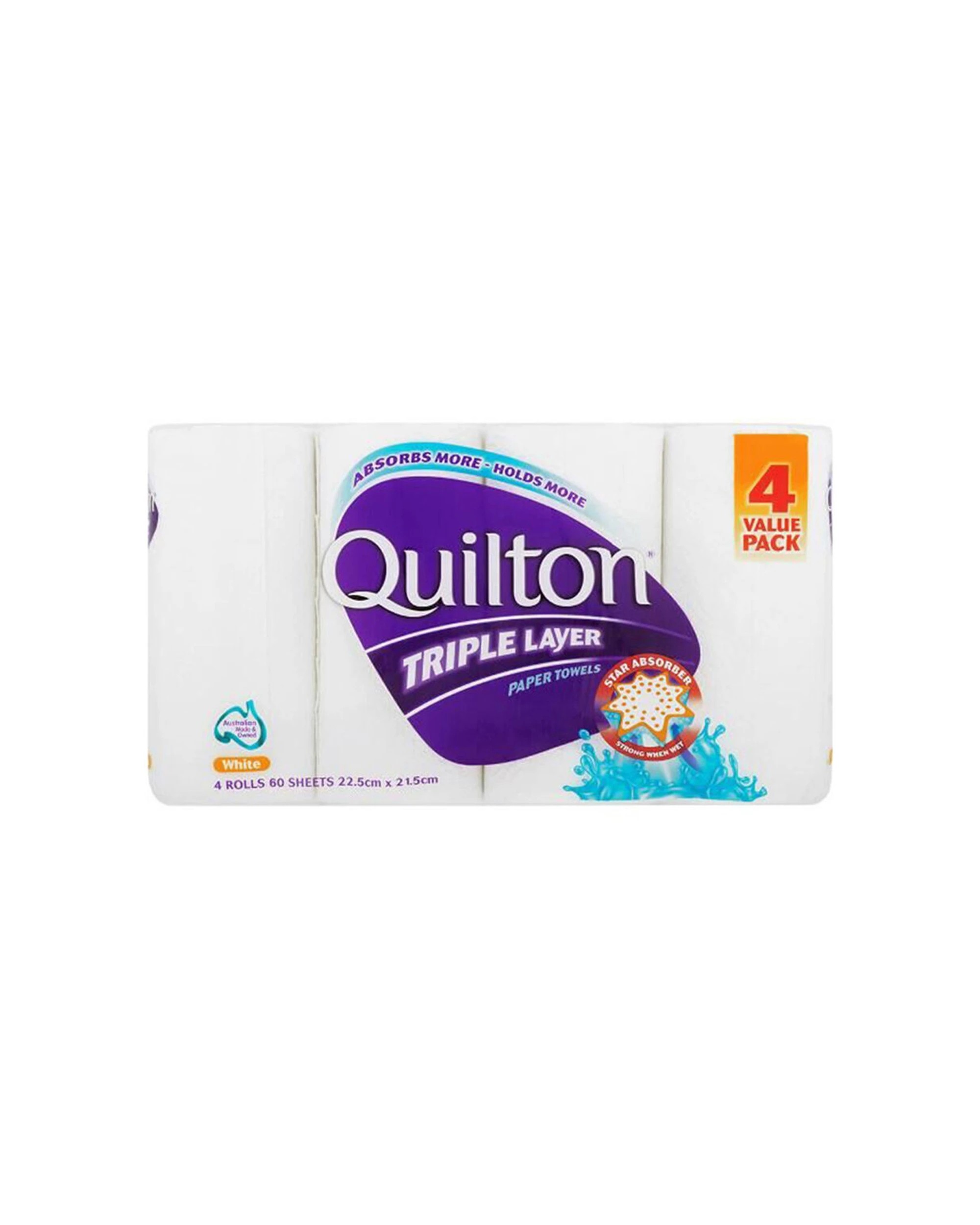 2 Quilton 3x 4pc Triple Layer Paper Tissue Towel 3 Ply Pack - White, 2 of 2
