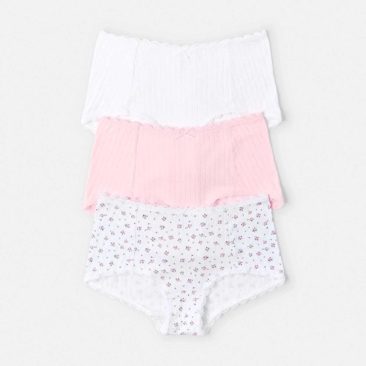 1 3 Pack Pointelle Boyleg Briefs Dtsy B Pk, 1 of 10