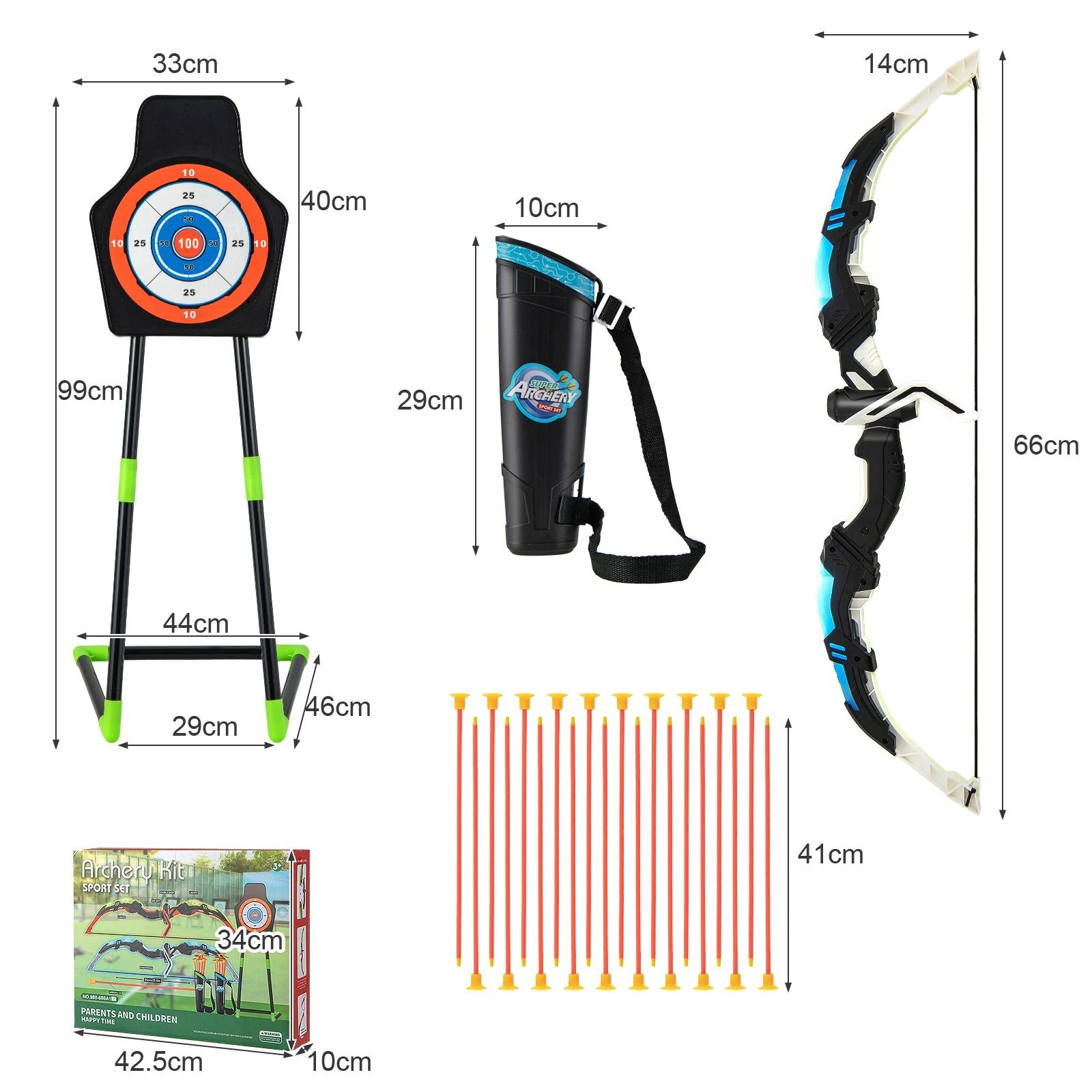 3 Costway 2PCS Kids Bow and Arrow Archery Toy Set w/LED Light-up Bows Gift, 3 of 4