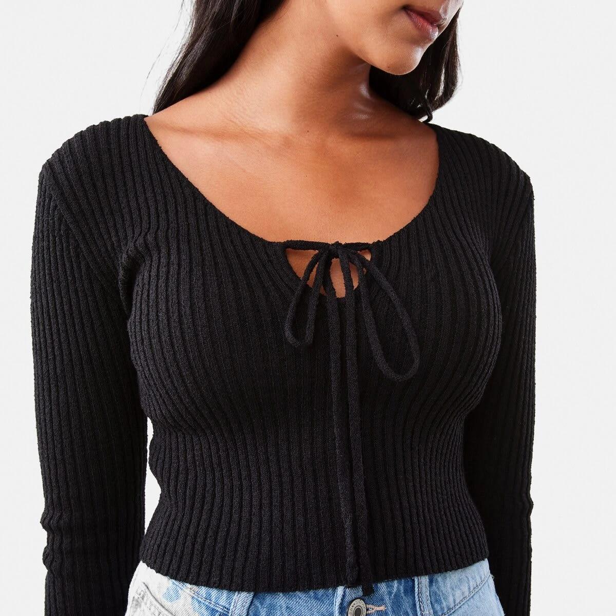 8 Lace Up Crop Jumper Black, 8 of 8