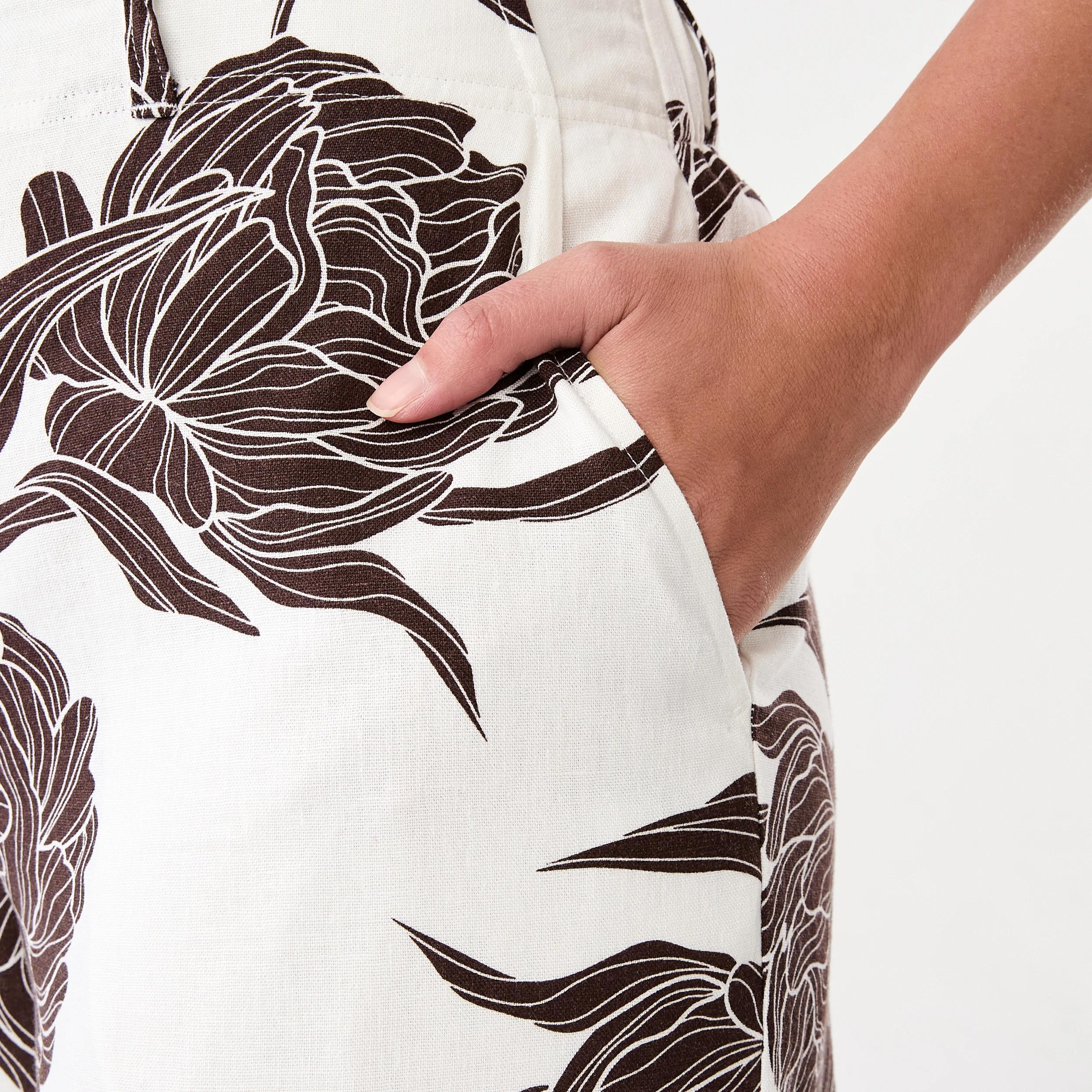 5 Printed Linen Blend Pants Choc Flrl, 5 of 5