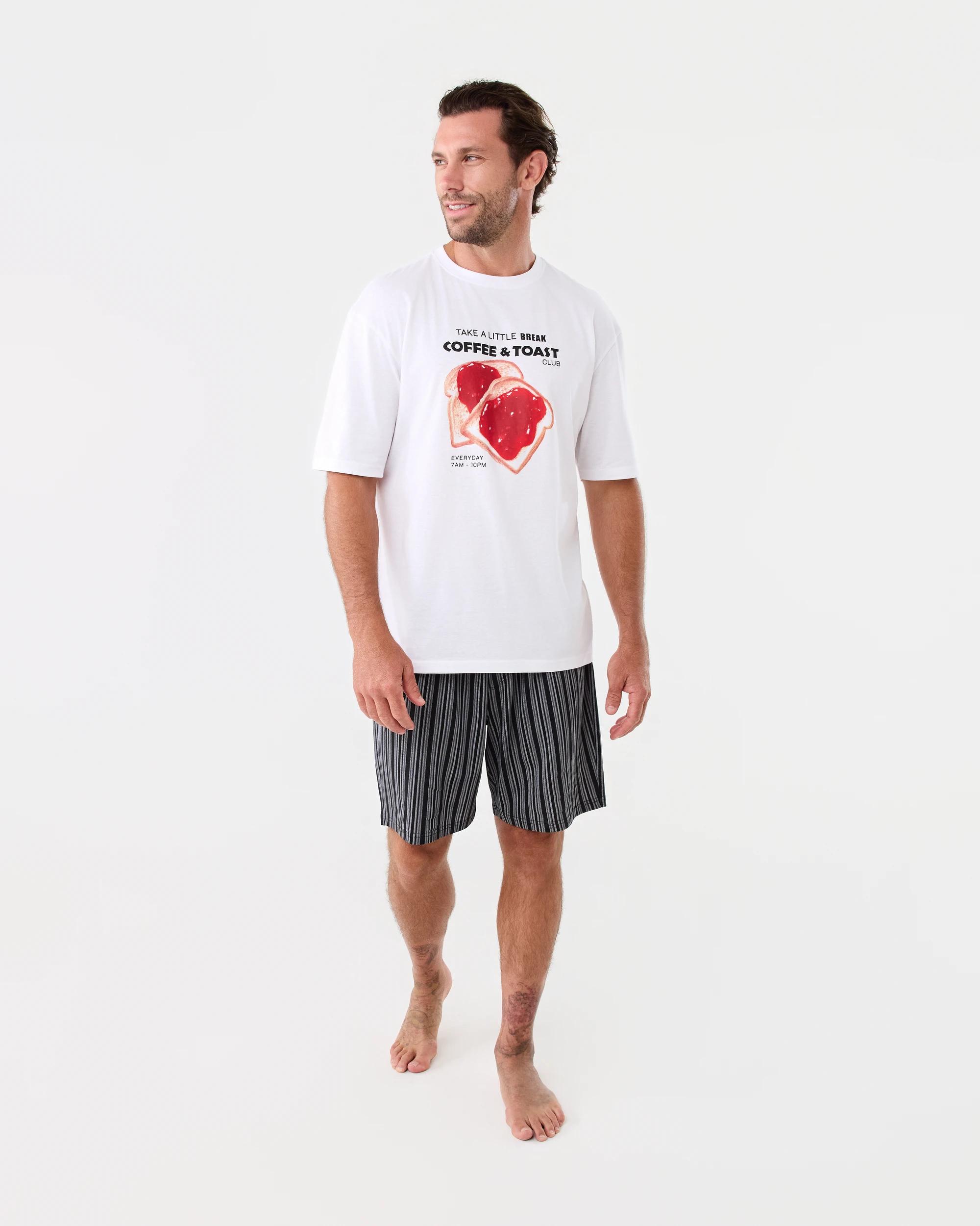 9 Short Sleeve Print Shorts Pyjama Set Coff Toast, 9 of 9