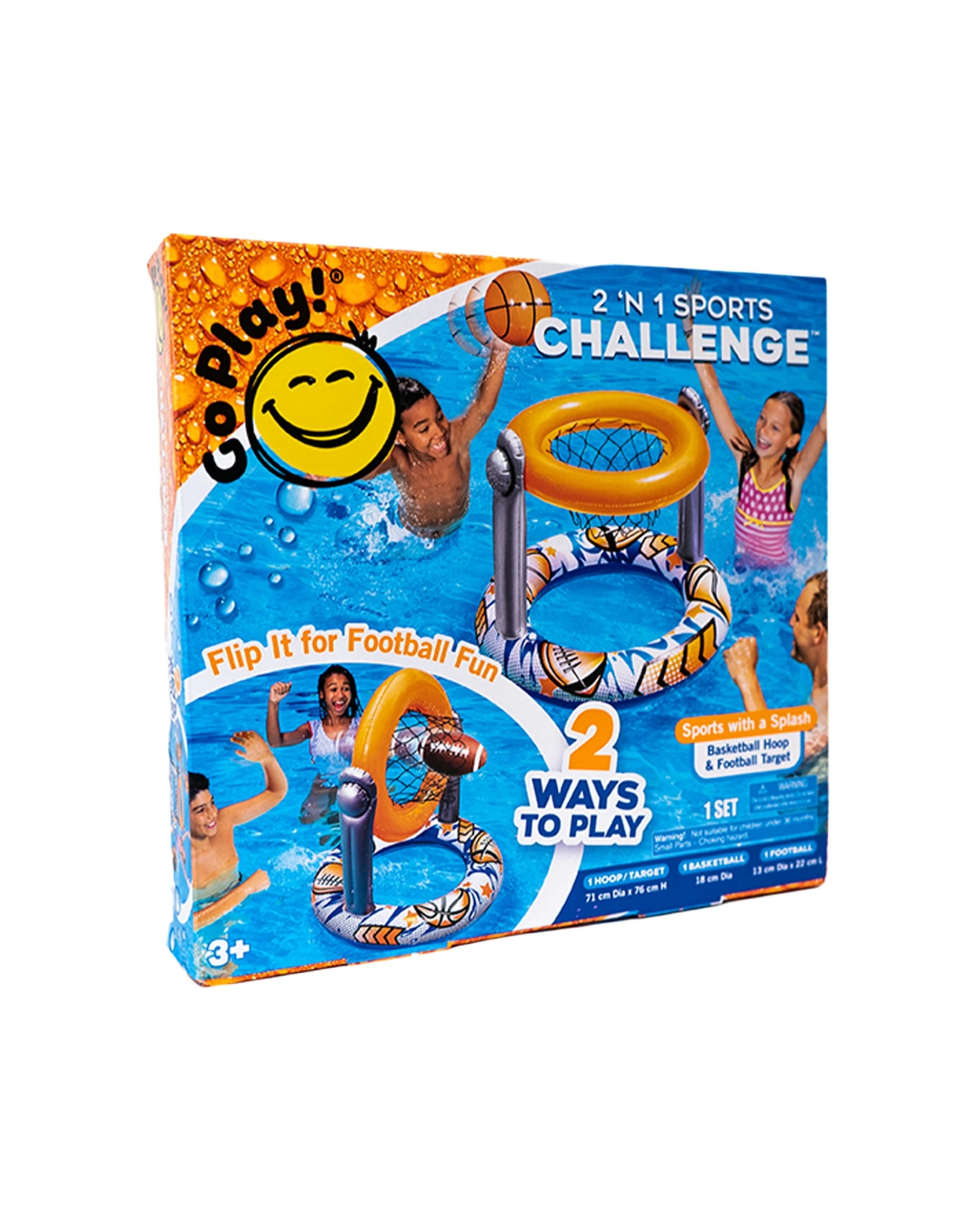 1 Go Play 2 In 1 Sports Challenge Basketball Football Inflatable Pool Game 3 Years Plus - Multi, 1 of 5