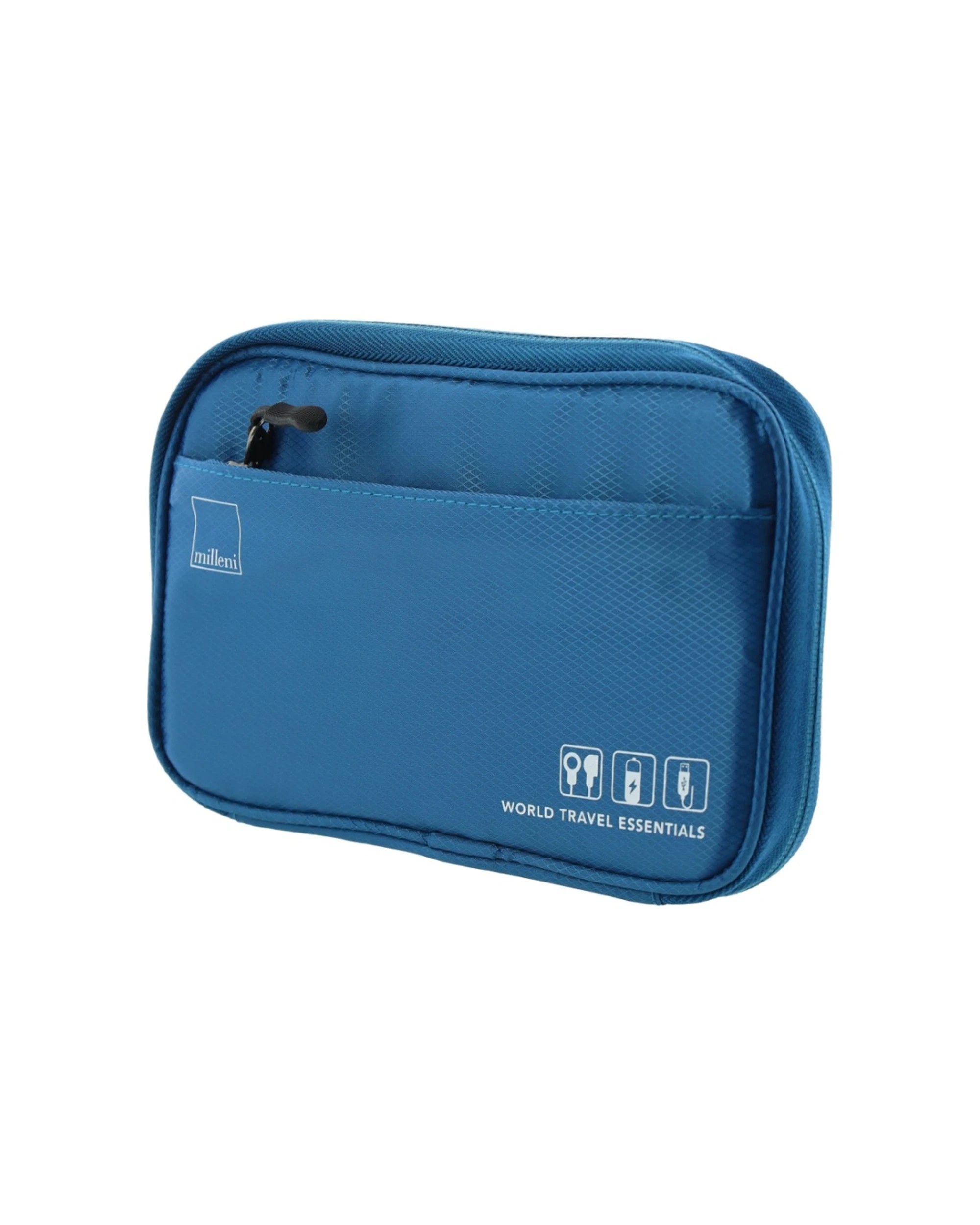 2 Milleni Multiple Compartment Secure Travel Tech Accessory Organizer 21cm Teal - Blue, 2 of 5