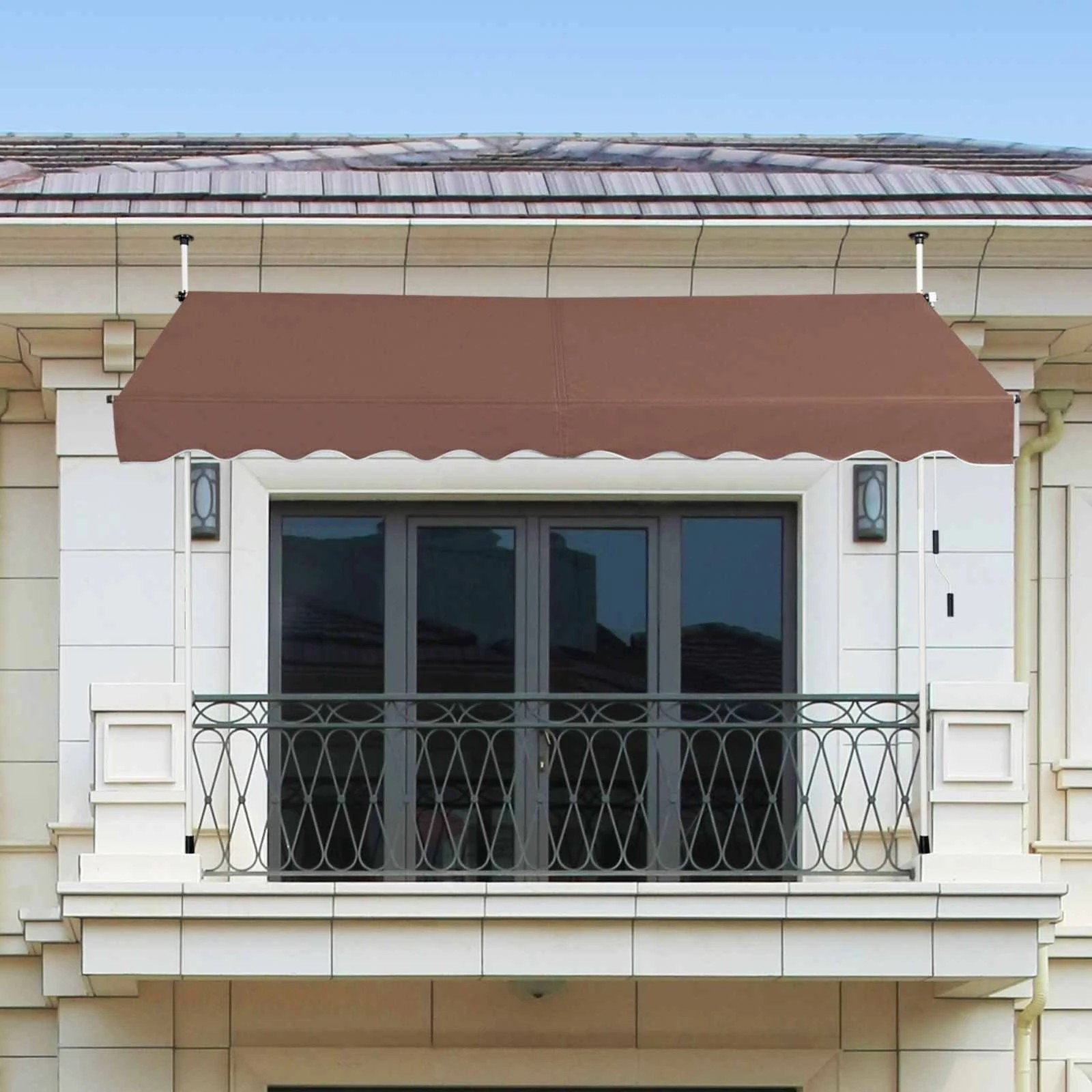 3 Costway 300x125CM Retractable Arm Awning Telescopic UV-Resistant Waterproof Canopy - Brown, 3 of 3