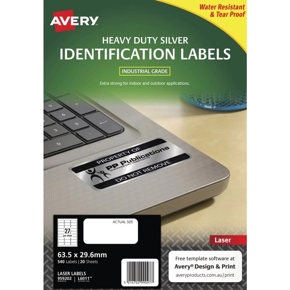 2 Avery 27UP Heavy Duty Laser Labels Silver 20 Sheets, 2 of 4