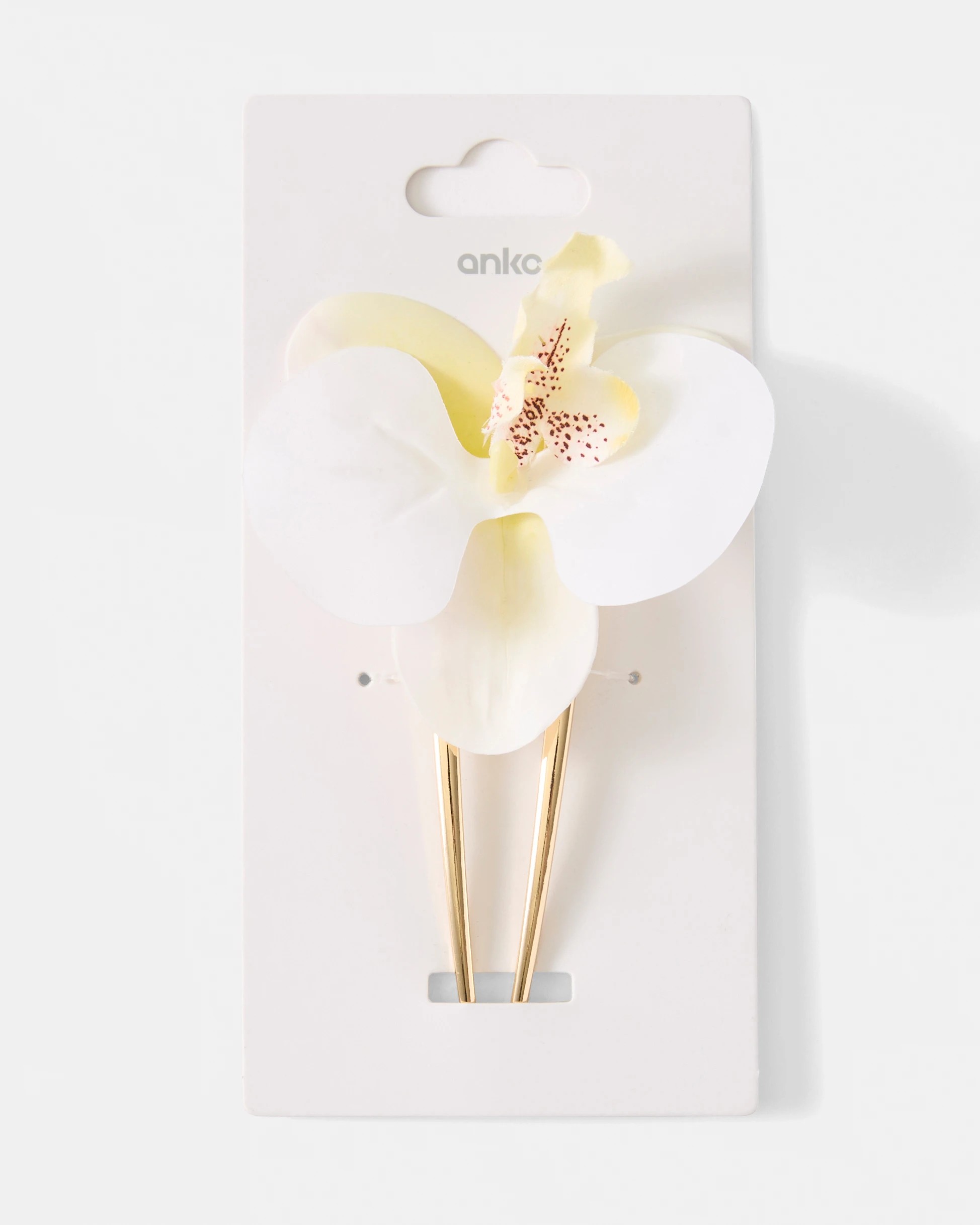 4 Orchid French Hair Pin - White, 4 of 4