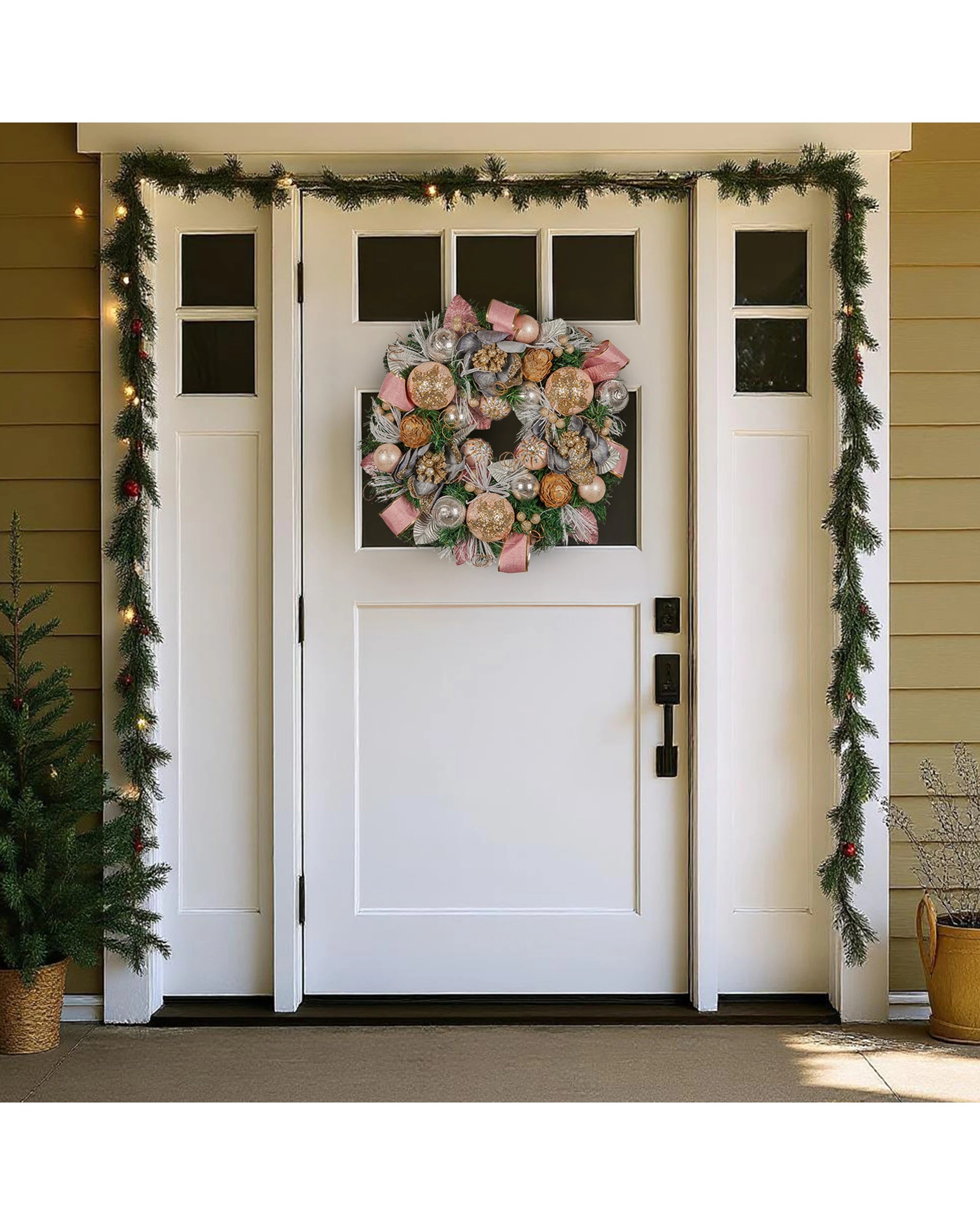 7 Christabelle 56cm Christmas Wreath Lush Pink Front Door Decoration Jewelled Baubles Flowers Pine Cones Ribbons, 7 of 8