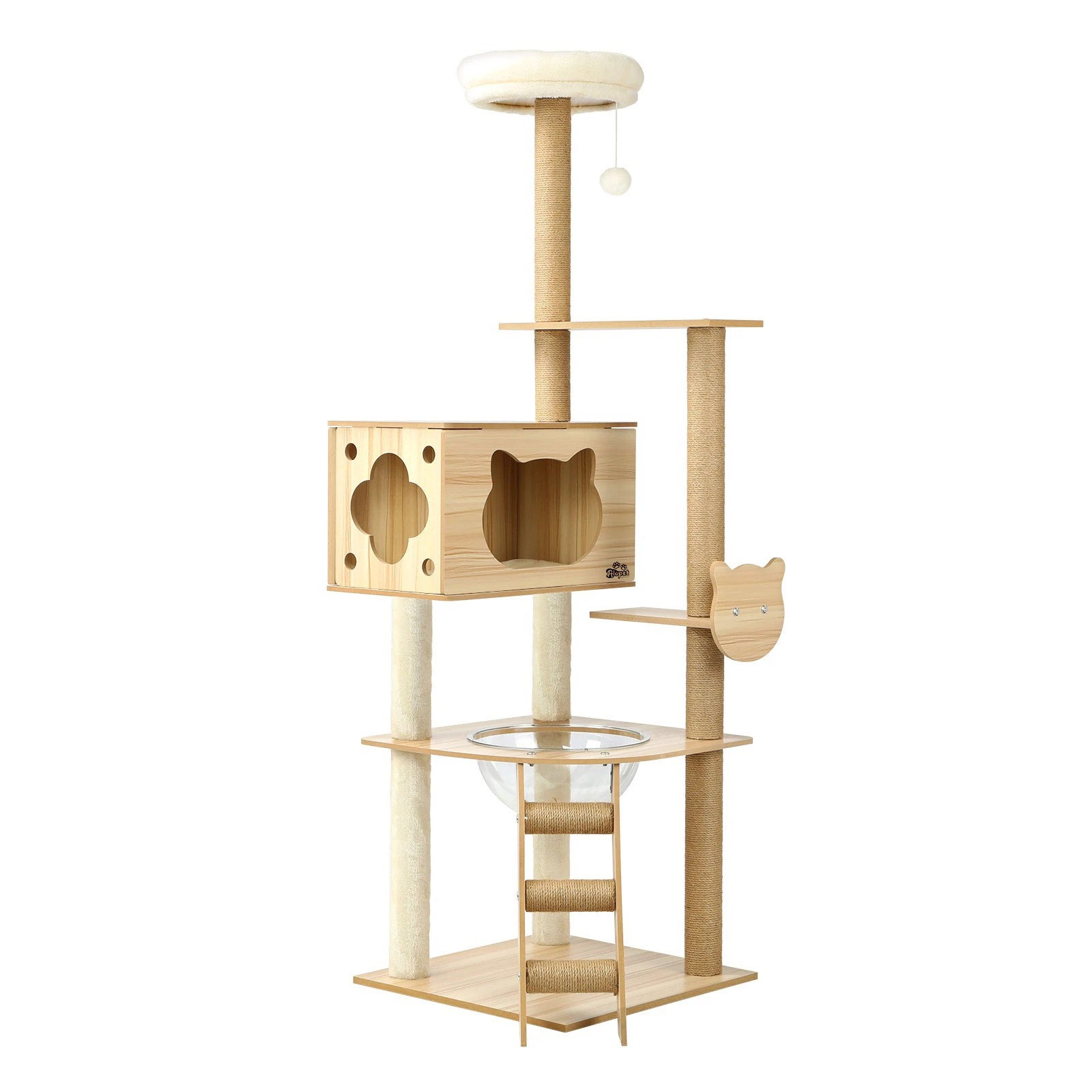 1 Alopet Cat Tree Scratching Post Scratcher Tower Wood Condo House Beds Furniture
 - Natural, 1 of 7