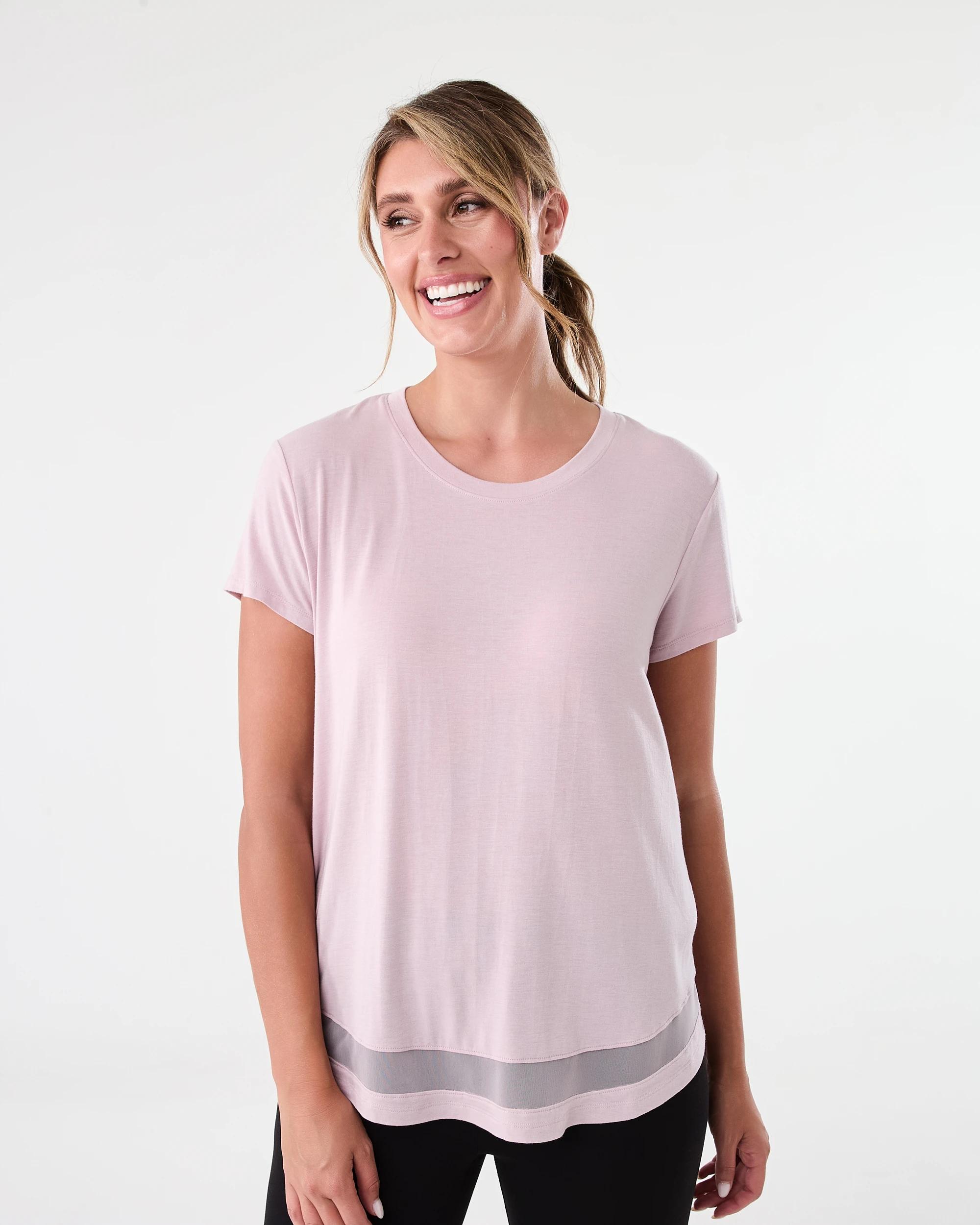 1 Active Womens Short Sleeve Mesh T-shirt Sol B Pink, 1 of 6