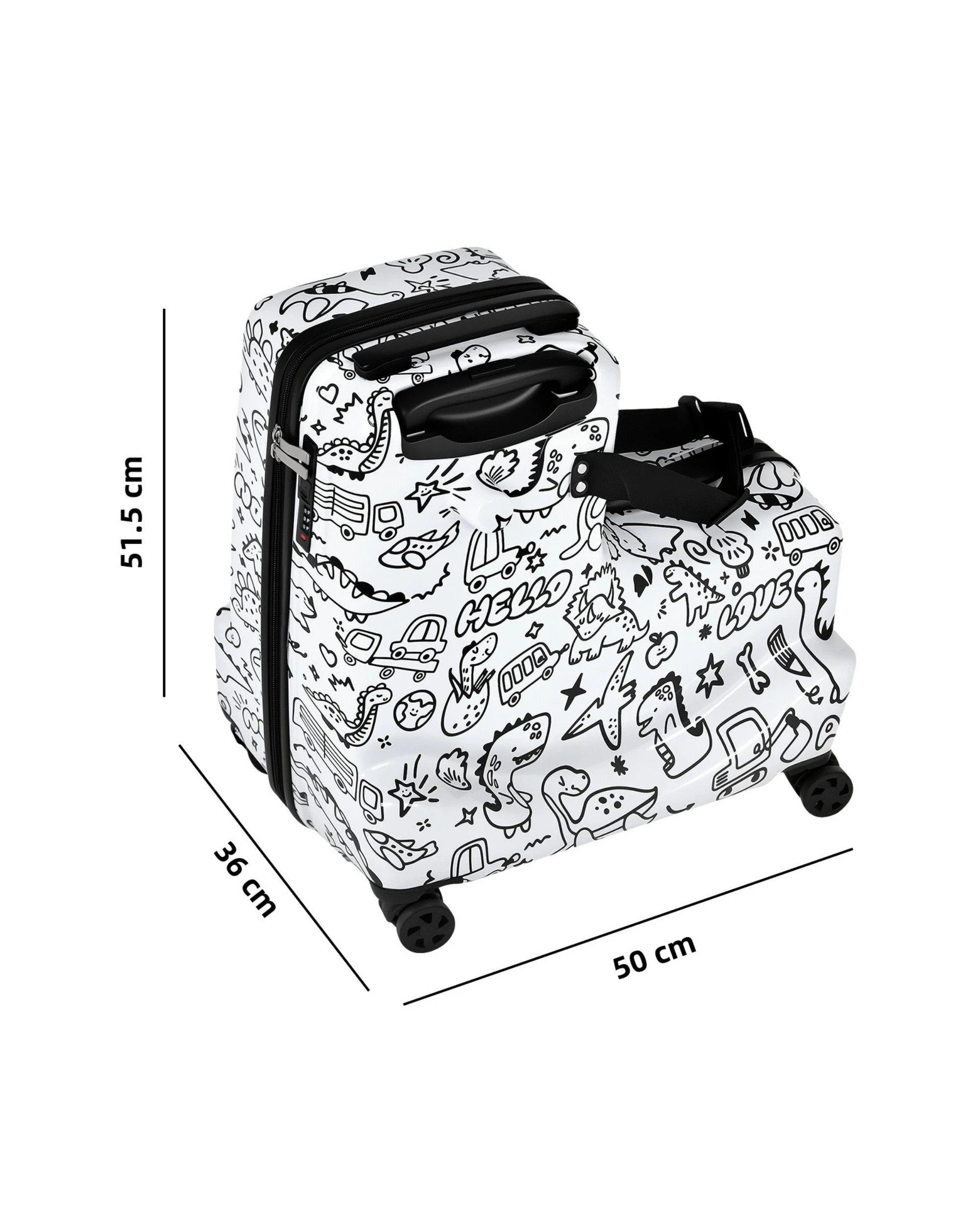 2 Advwin Kids Ride On Luggage for Toddler Travel Checked Suitcase - White, 2 of 10