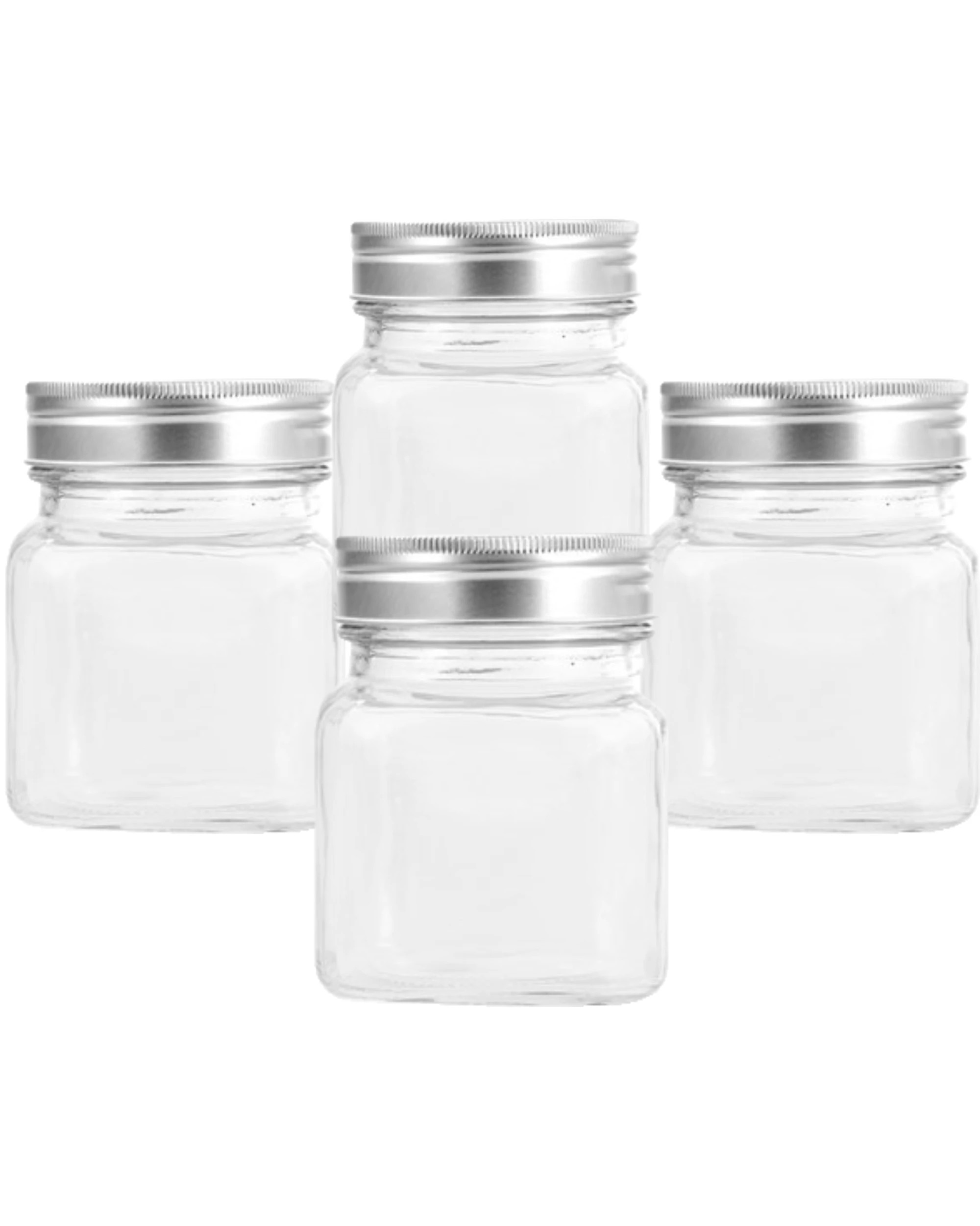 1 Lemon & Lime Capri Square Screw Top Air Tight Glass Preserving Jars 280ml Pack of 4 - Clear, 1 of 3
