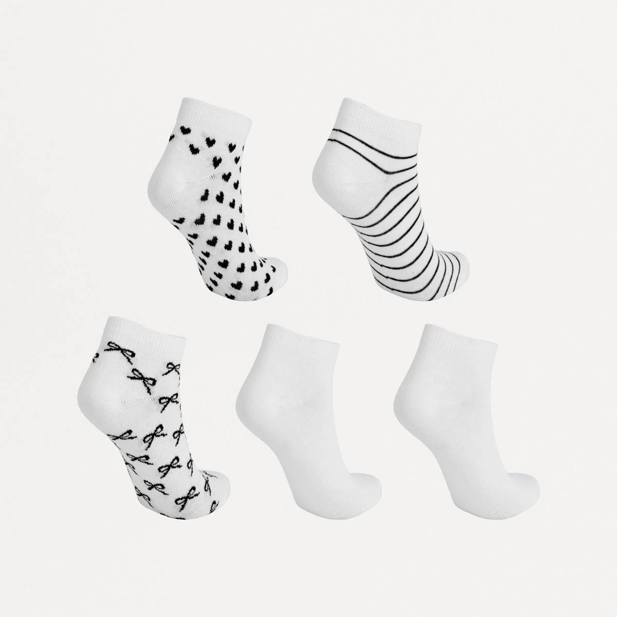 2 5 Pack Fashion Low Cut Socks WHITE, 2 of 3