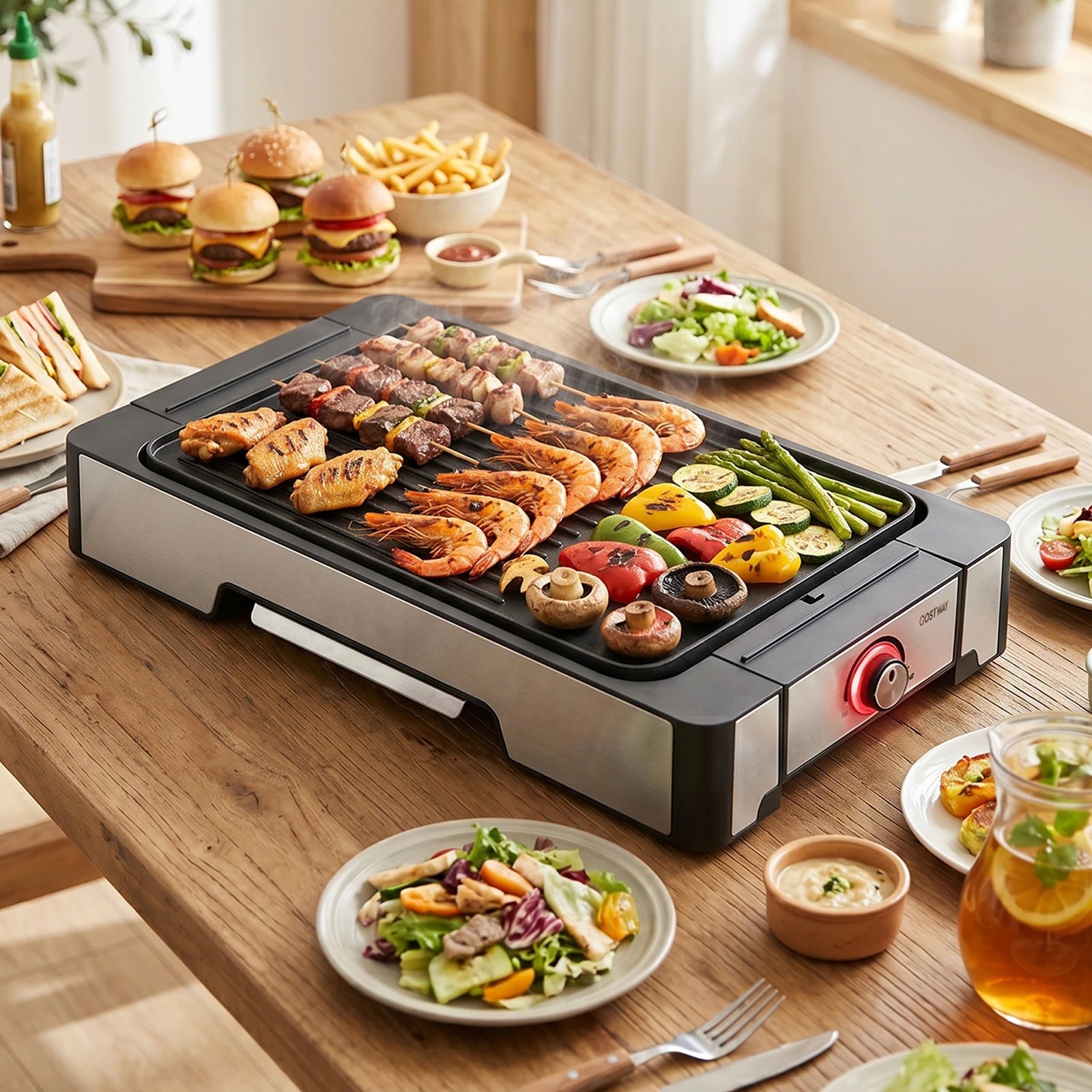 3 Costway 2300W Electric Griddle BBQ Grill w/Nonstick Cooking Plate, 3 of 5