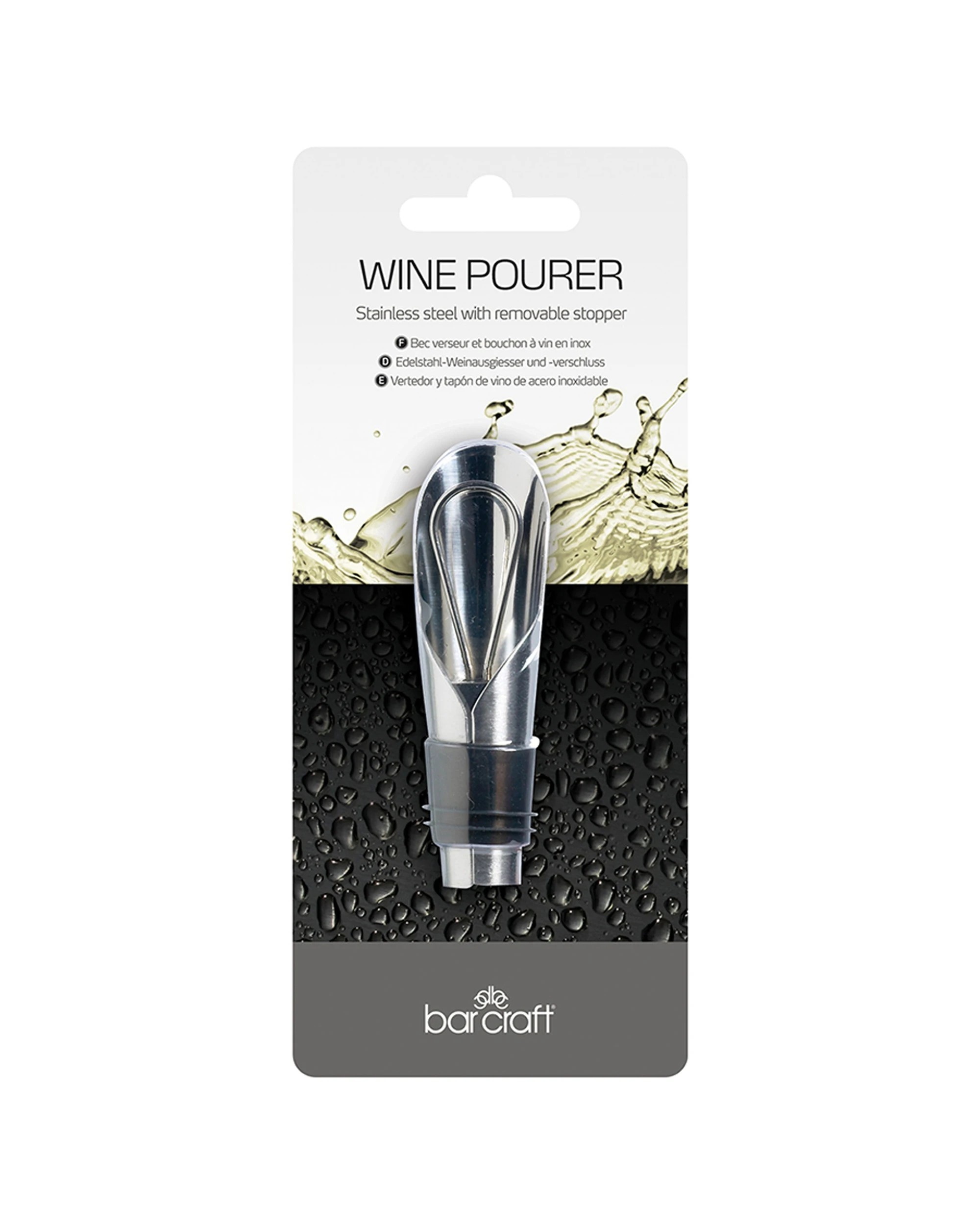 2 BarCraft 3PK Fold Up Foil Wine Pourer Stainless Steel With Stopper - Silver, 2 of 3