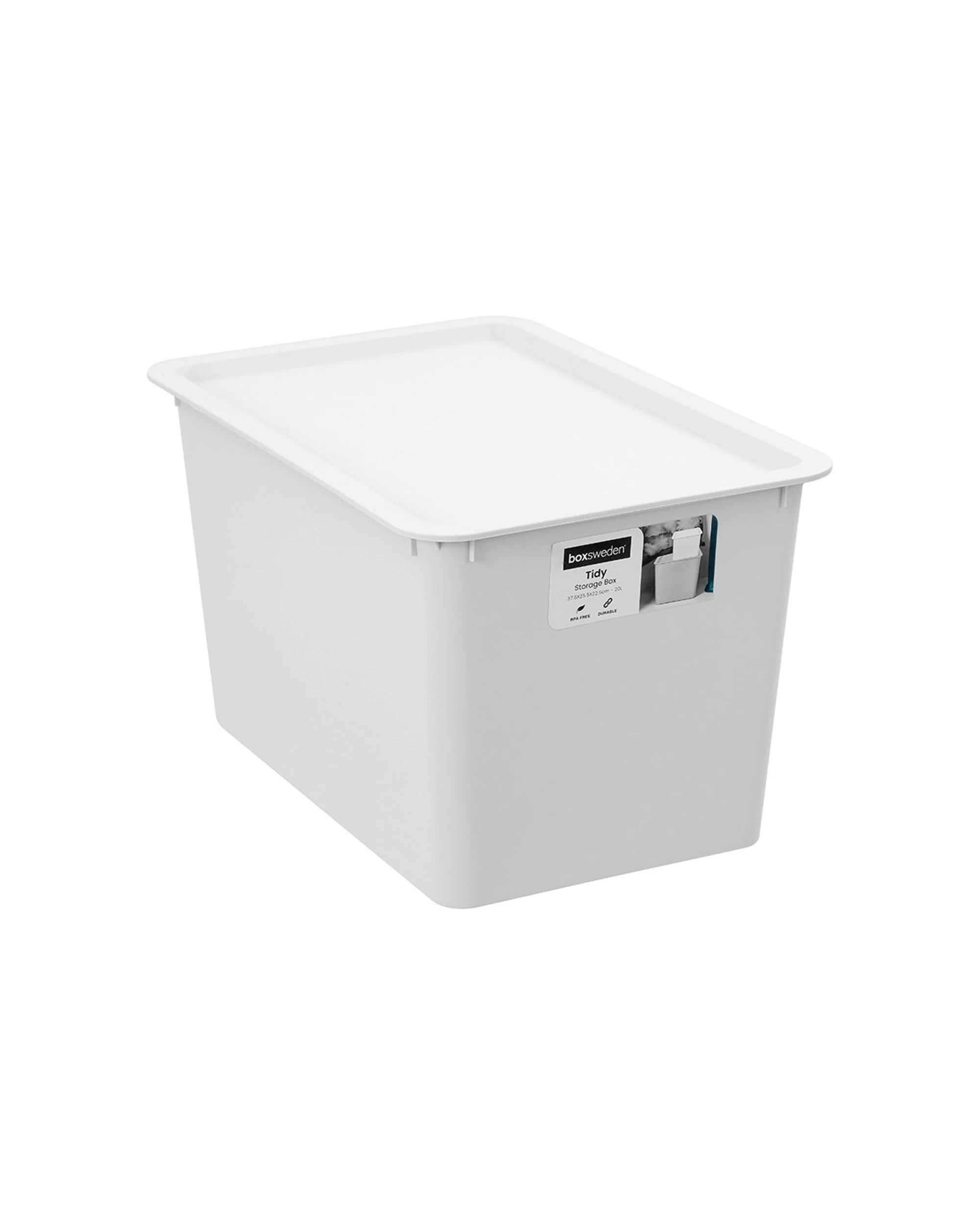1 Boxsweden Tidy 20L 37.5X22.5Cm Storage Box Lidded - Durable Plastic - Secure Lid - Assorted, 1 of 5