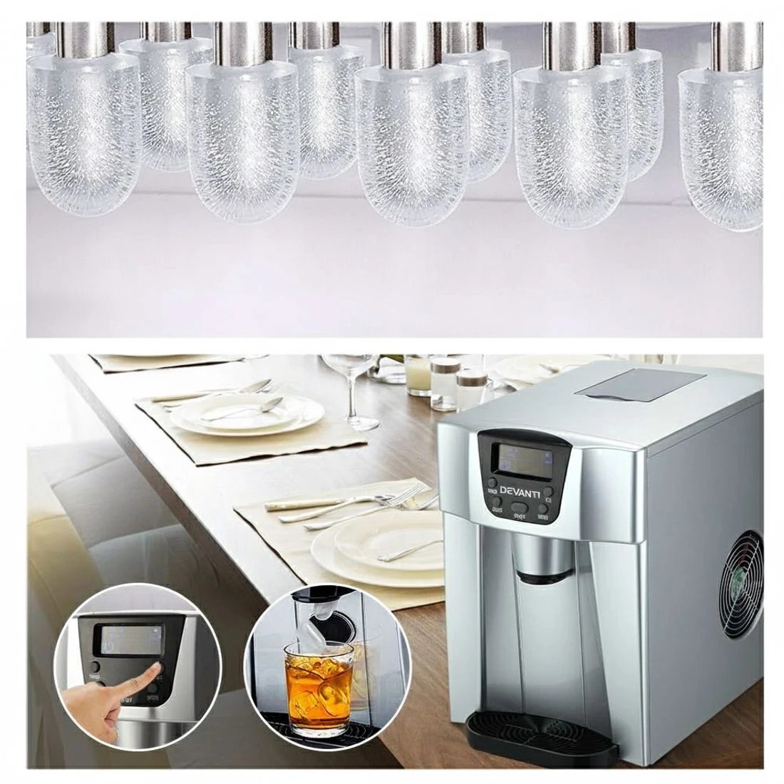 3 Devanti 12kg Ice Maker Machine with Water Dispenser - Silver, 3 of 8