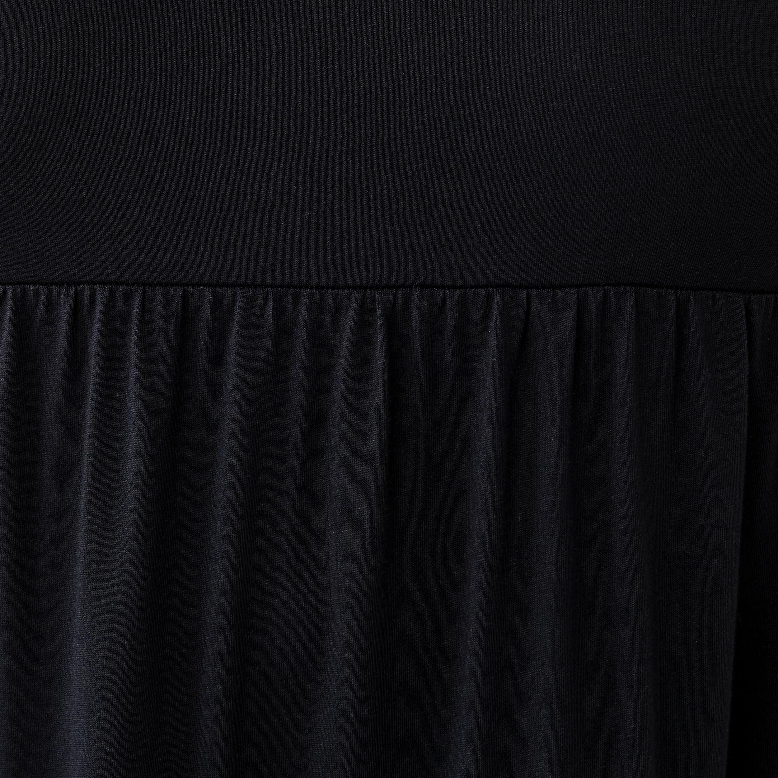 7 Curve Short Sleeve Frill Tier Knit Mini Dress Black, 7 of 9