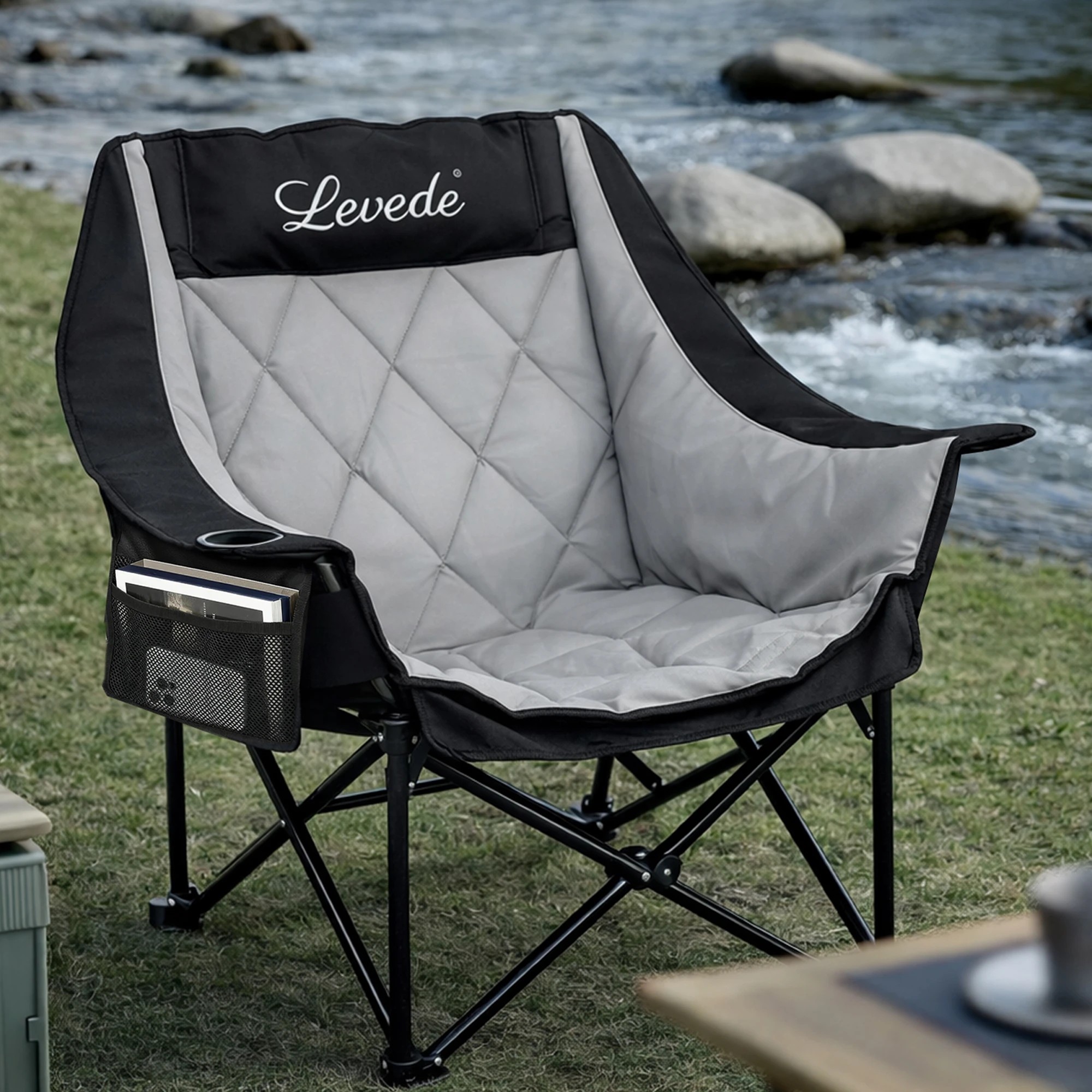 7 Levede Folding Camping Chair Extra Large Outdoor Portable Fishing Travel Seat, 7 of 9