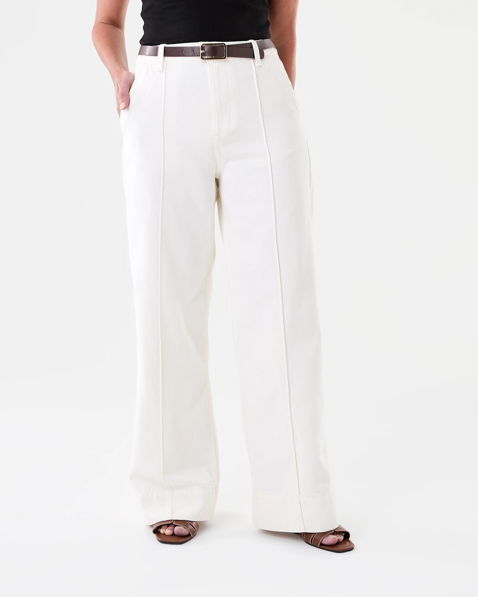1 Belted Wide Leg Jeans Ecru, 1 of 10