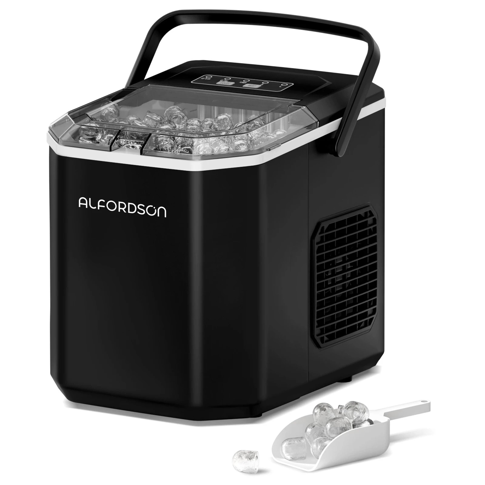 1 Alfordson Portable Ice Maker Machine Bar Countertop 12kg With Handle - Black, 1 of 10