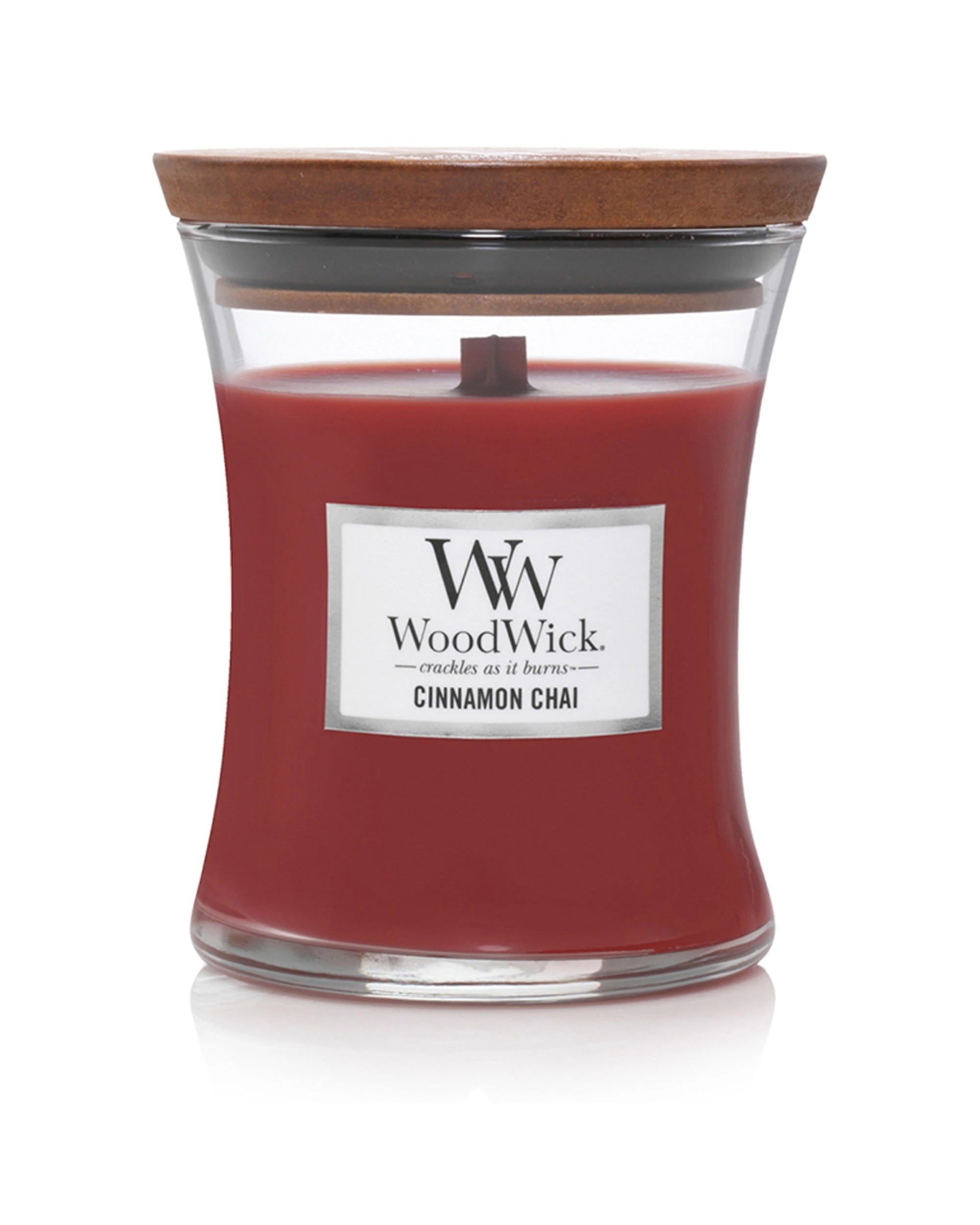 1 Woodwick Scented Soy Wax Candle Cinnamon Chai Scented Home Fragrance Medium - Red, 1 of 3