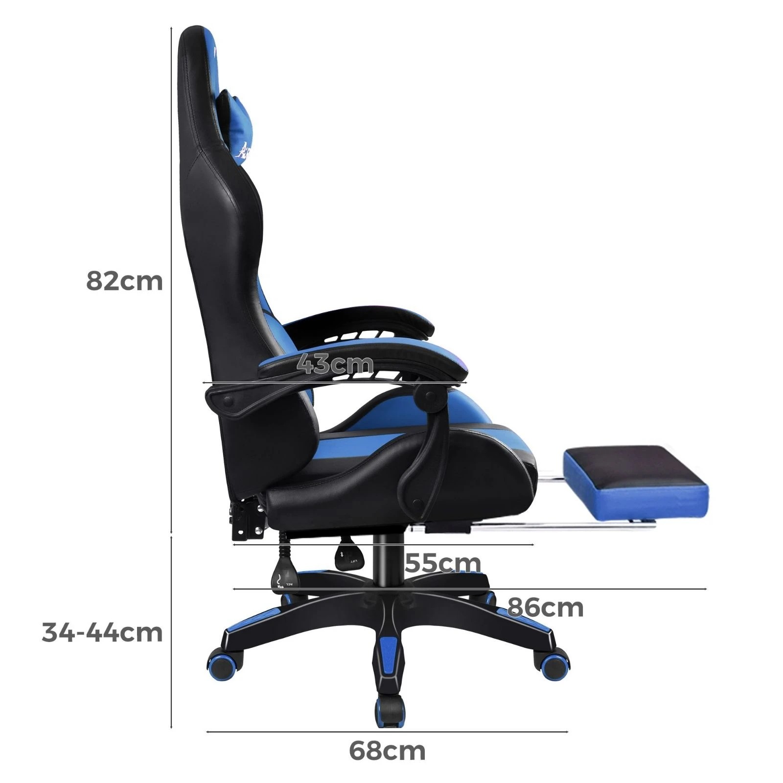 4 Alfordson Gaming Office Chair Extra Large Pillow Racing Executive Footrest Seat - Blue, 4 of 10