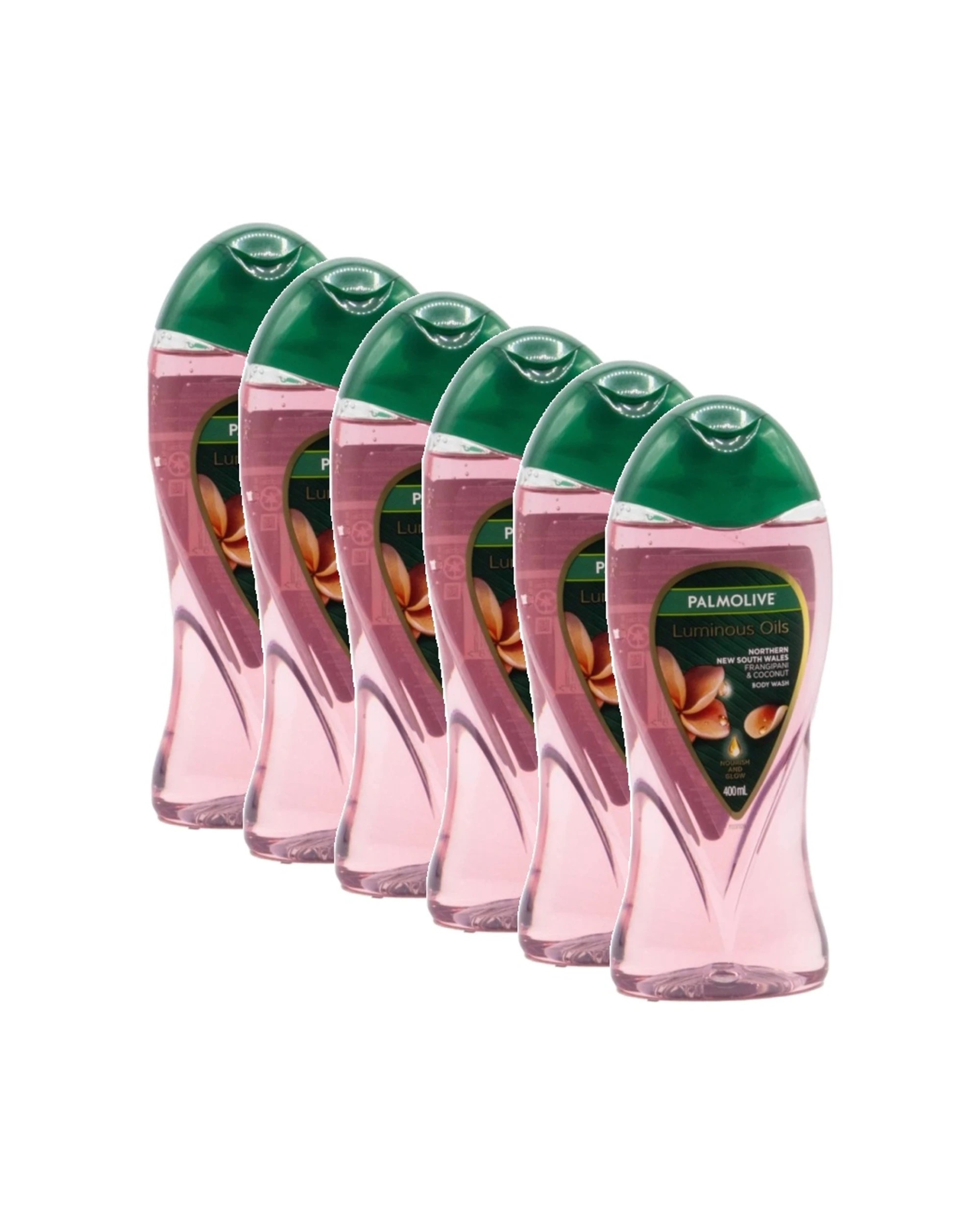 1 Palmolive 6pk Luminous Oils Body Wash Frangipani Coconut Nourish Glow 400ml - Pink, 1 of 3