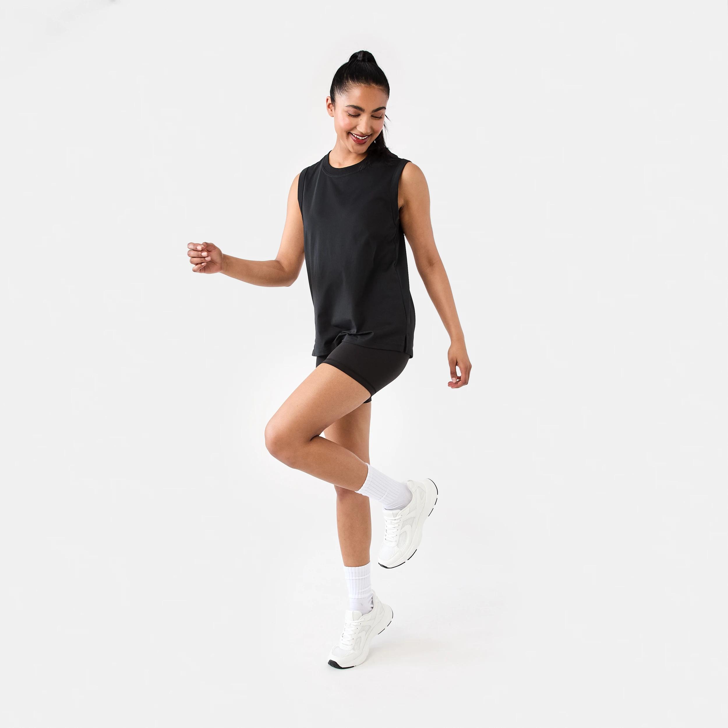 4 Active Womens Ribbed Waist Bike Shorts BLACK, 4 of 7