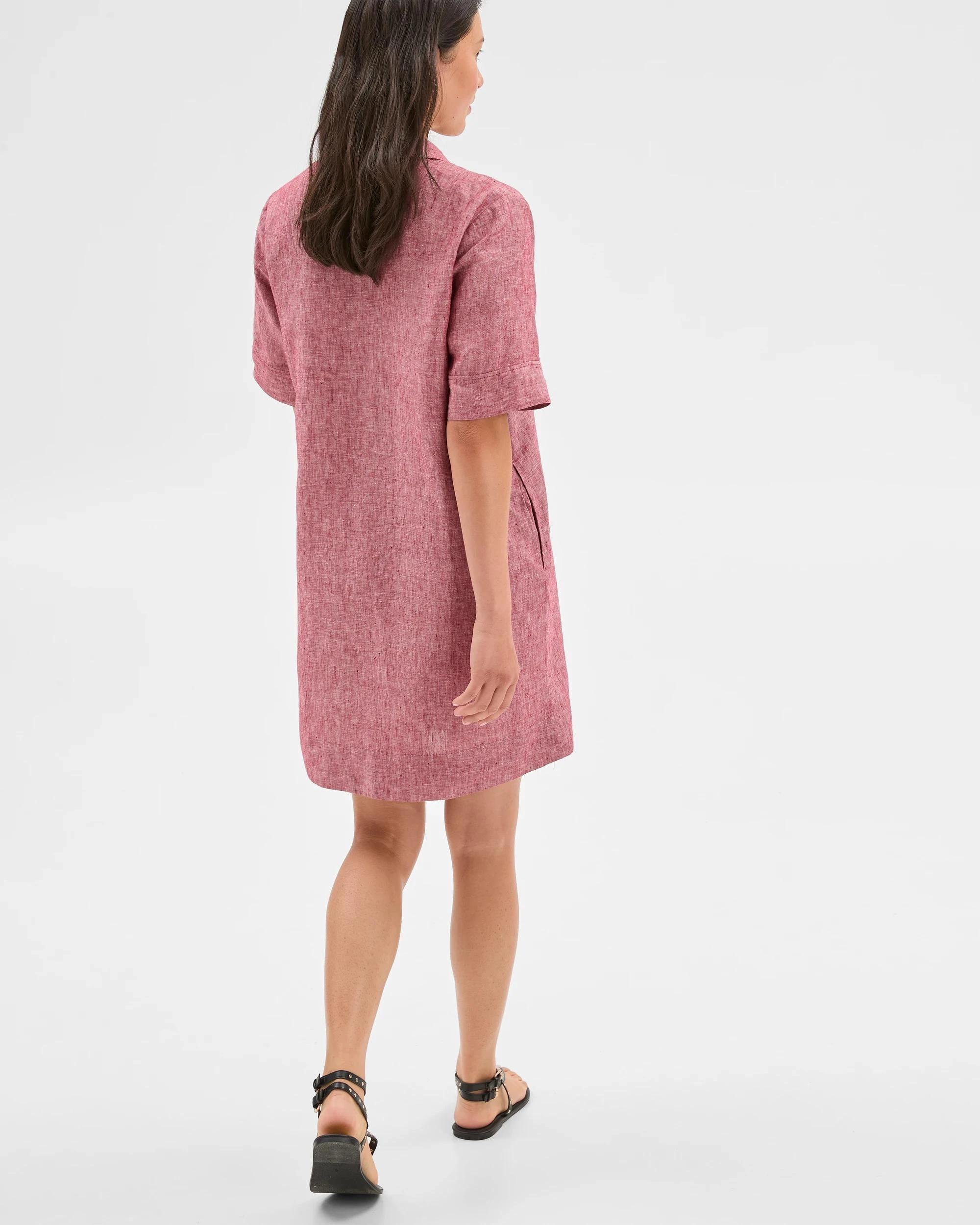 5 Target European Linen Polo Mini Dress RHUBARB X-DYE, 5 of 6