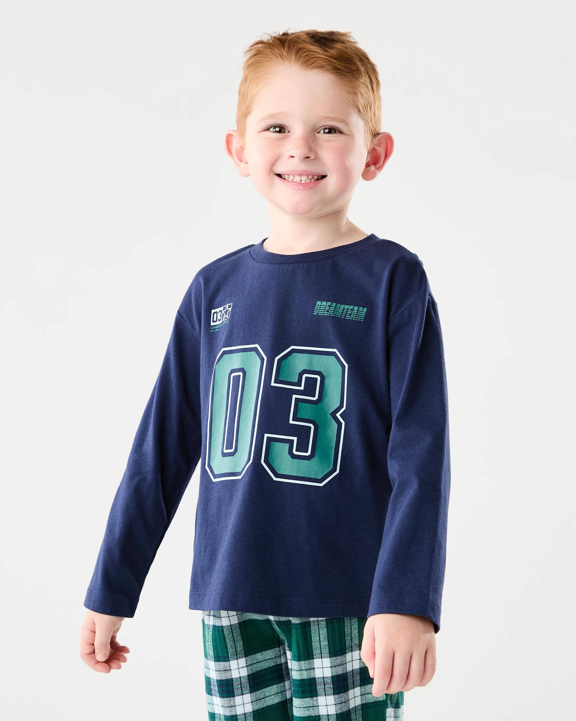 3 Knit Woven Pyjama Set Nvy Team, 3 of 8