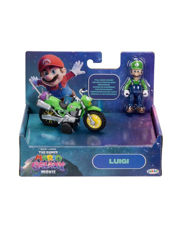 The Super Mario Galaxy Movie Pull Back Racer Luigi Figure