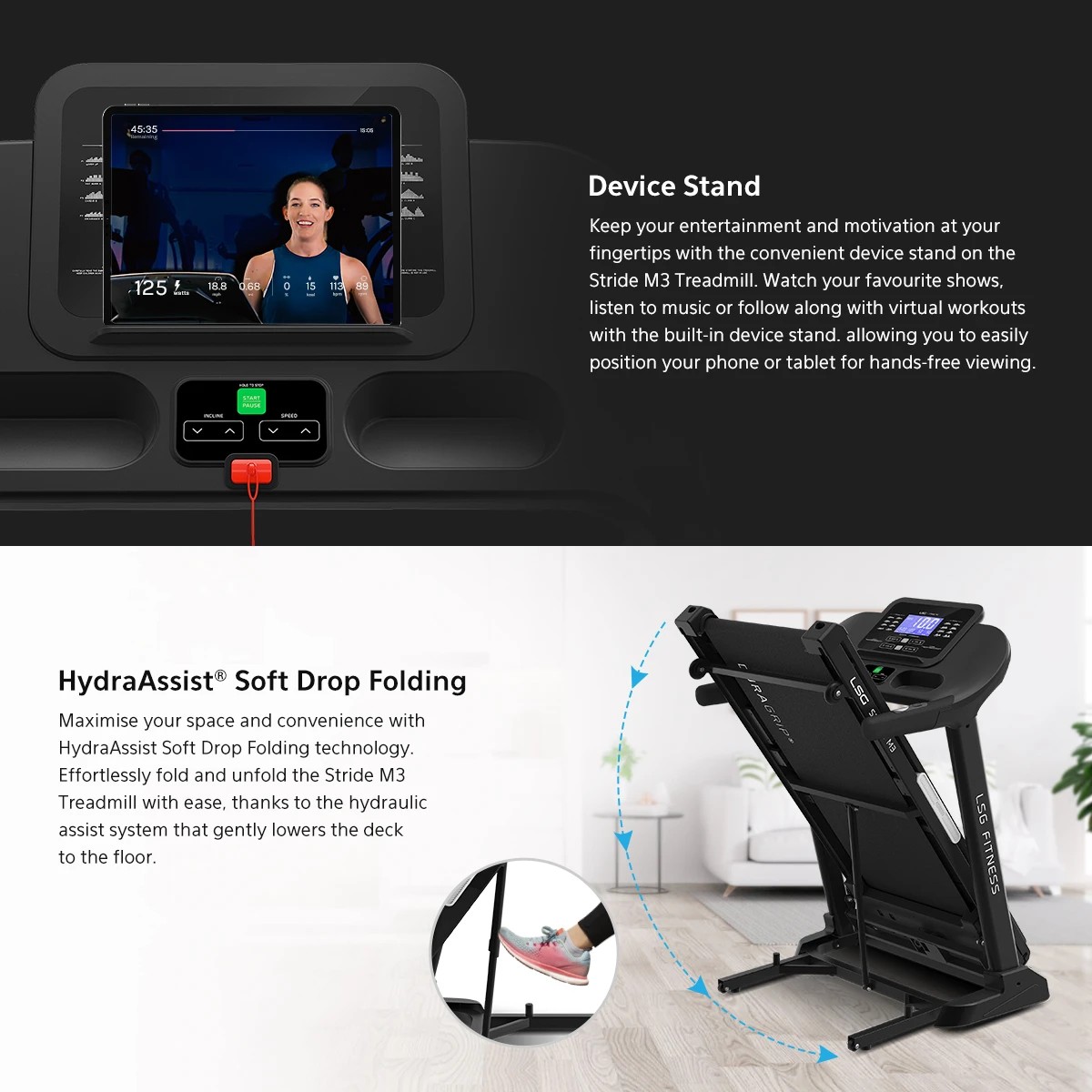 9 LSG Stride M3 Treadmill - Black, 9 of 10