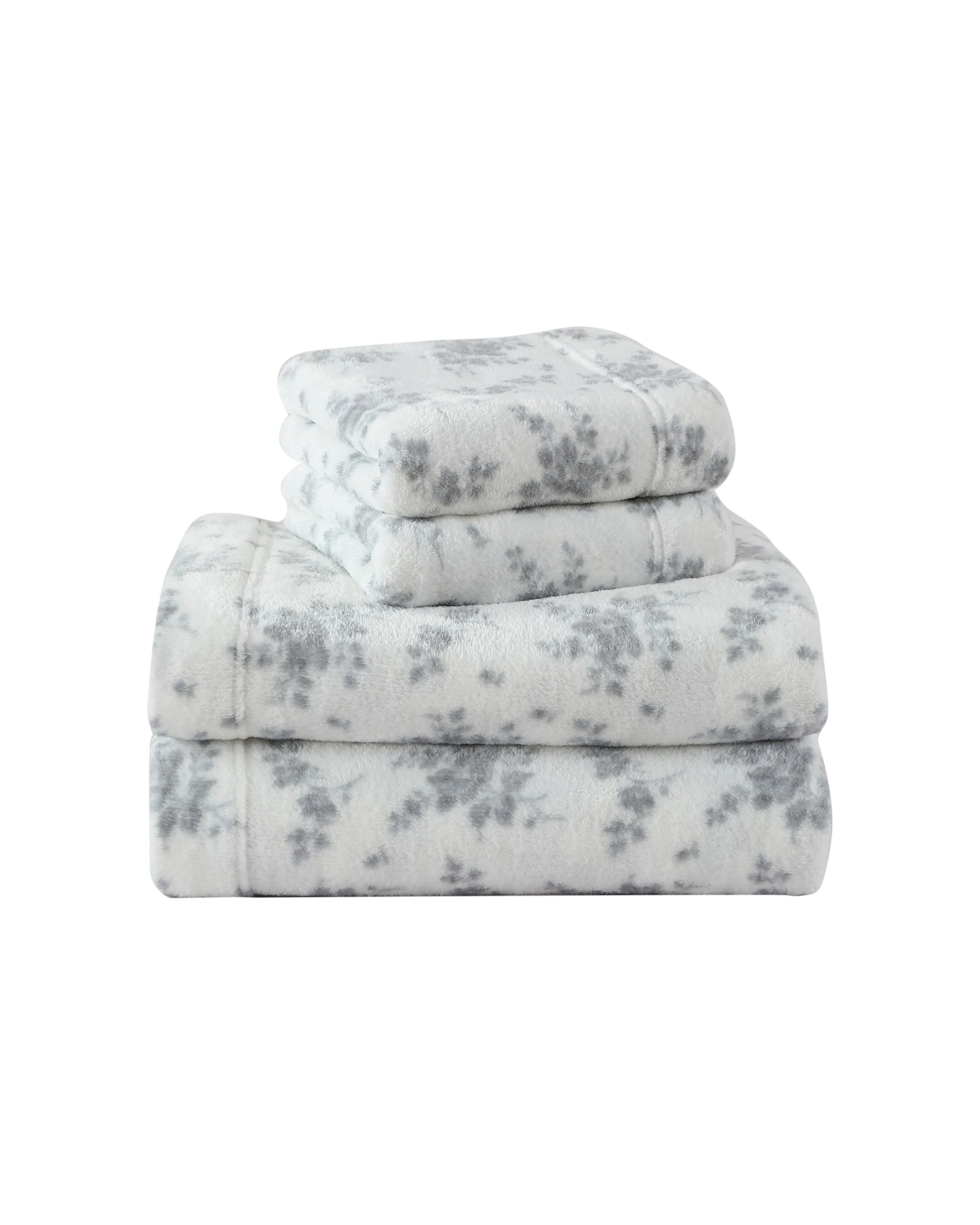 5 Ardor Printed Fleece Sheet Set Ultra Soft Polyester Floral Single Brushed Finish - Single Bed - Grey, 5 of 5