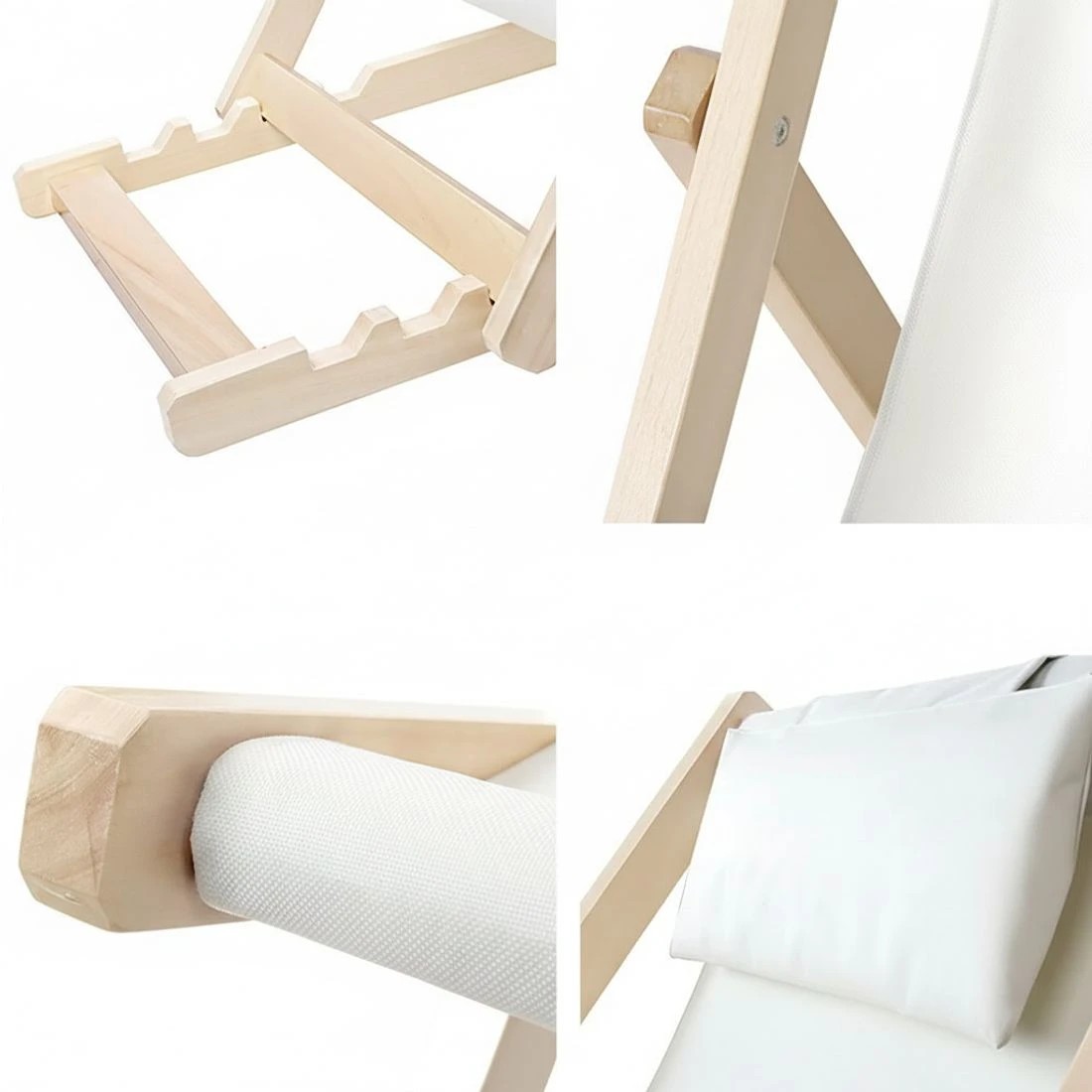 4 Gardeon Outdoor Deck Chair Wooden Sun Lounge Folding Beach Patio Furniture - Beige, 4 of 8