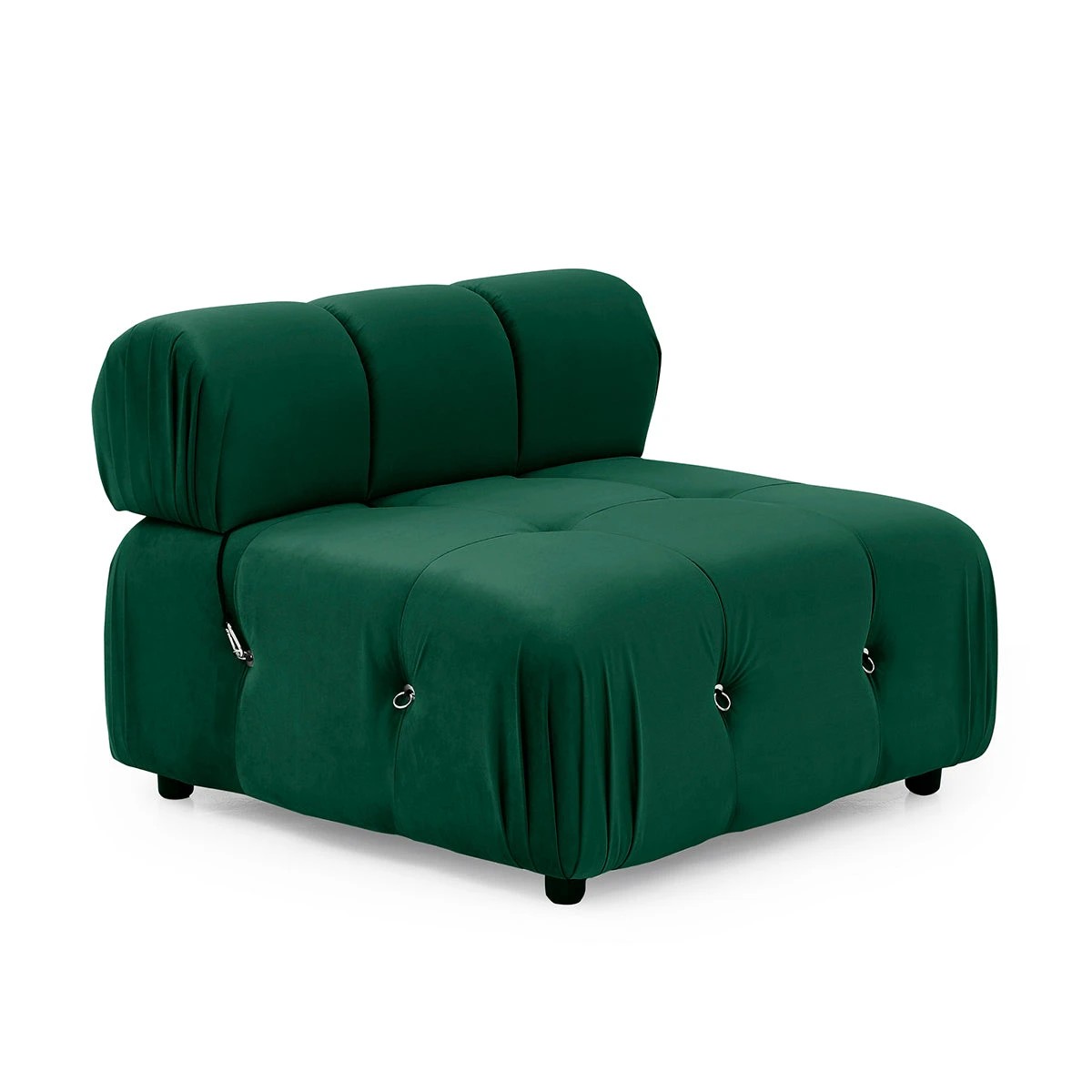 1 Foret 1pc Armless Seat Modular Extension Lounge Couch Tufted Velvet Sofa Green, 1 of 9