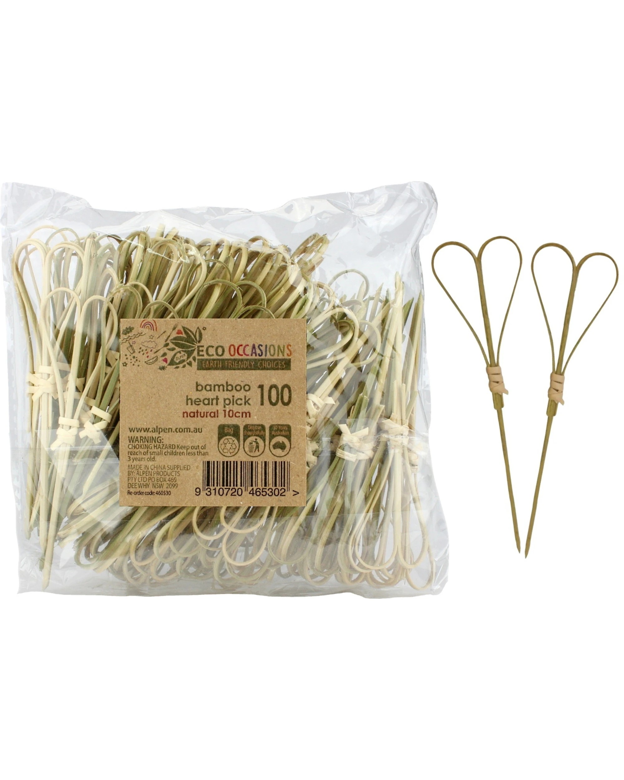 1 alpen Heart Shape Bamboo Catering Picks Pack of 100, 1 of 1