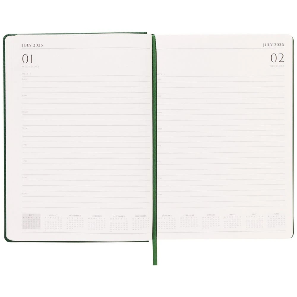 6 J.Burrows A4 Day to Page Textured FY26/27 Diary Green, 6 of 6