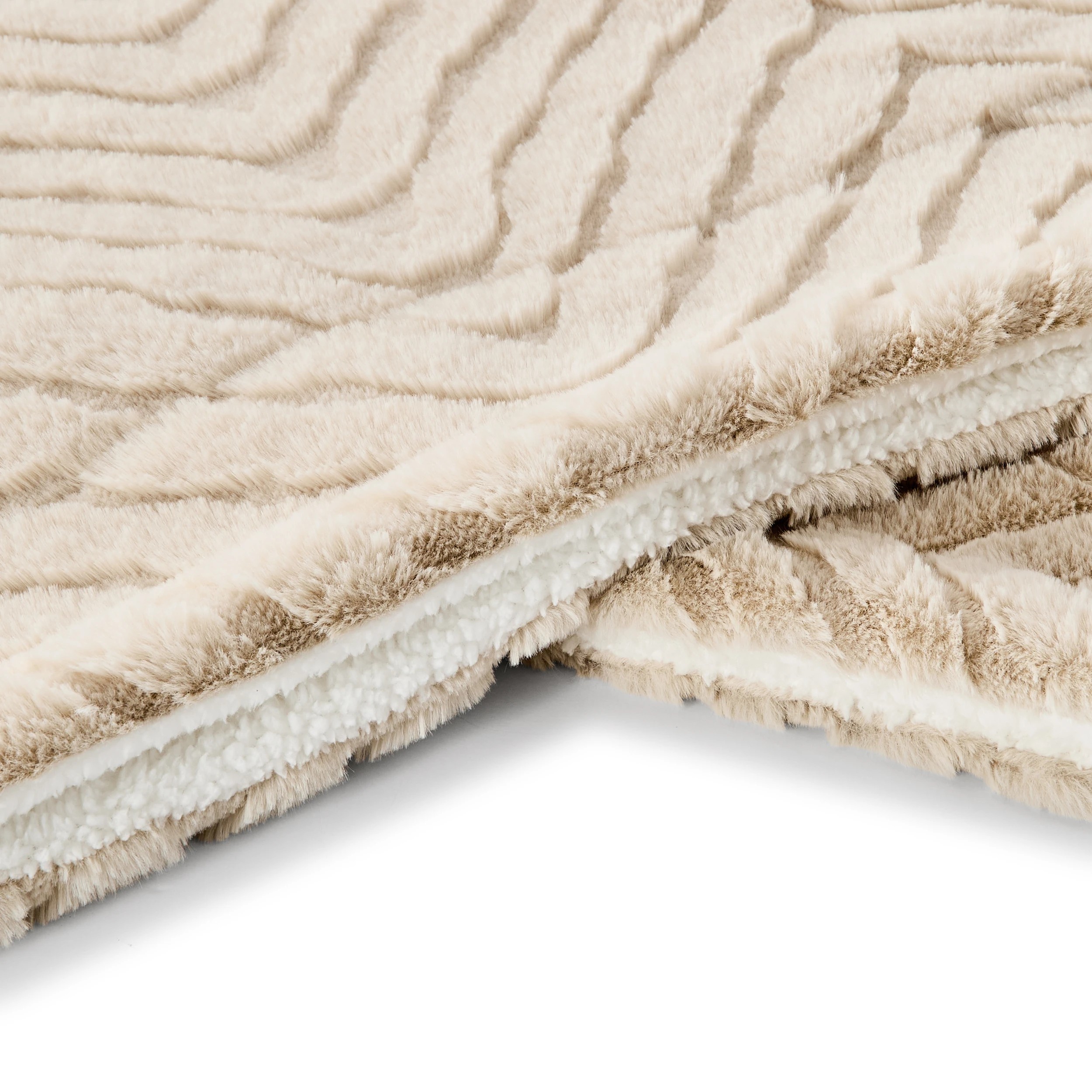 6 Faux Fur Blanket - Queen / King Bed, Beige, 6 of 6