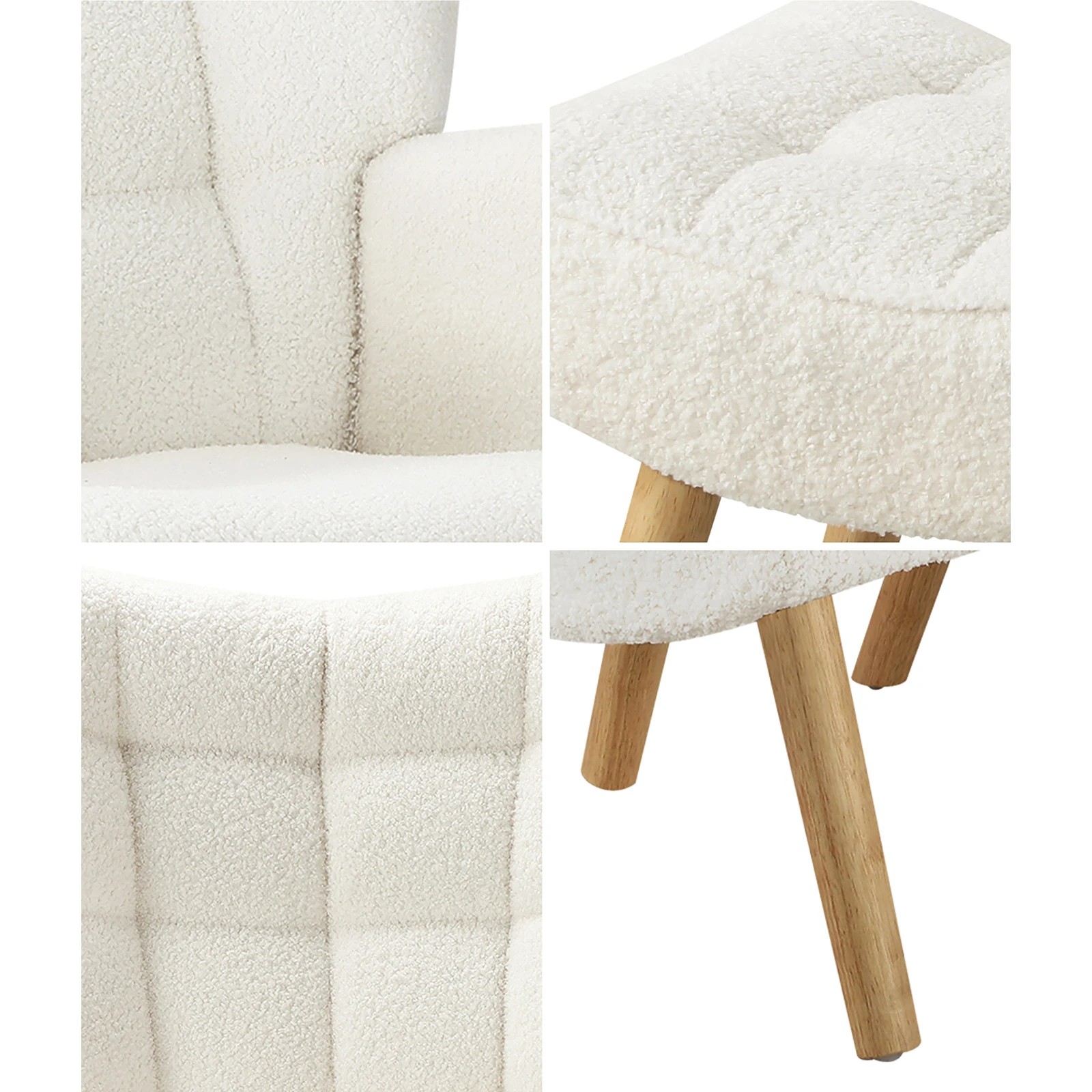 4 Oikiture Armchair Lounge Chair Ottoman Accent Armchairs Sherpa Sofa Chairs
 - White, 4 of 10