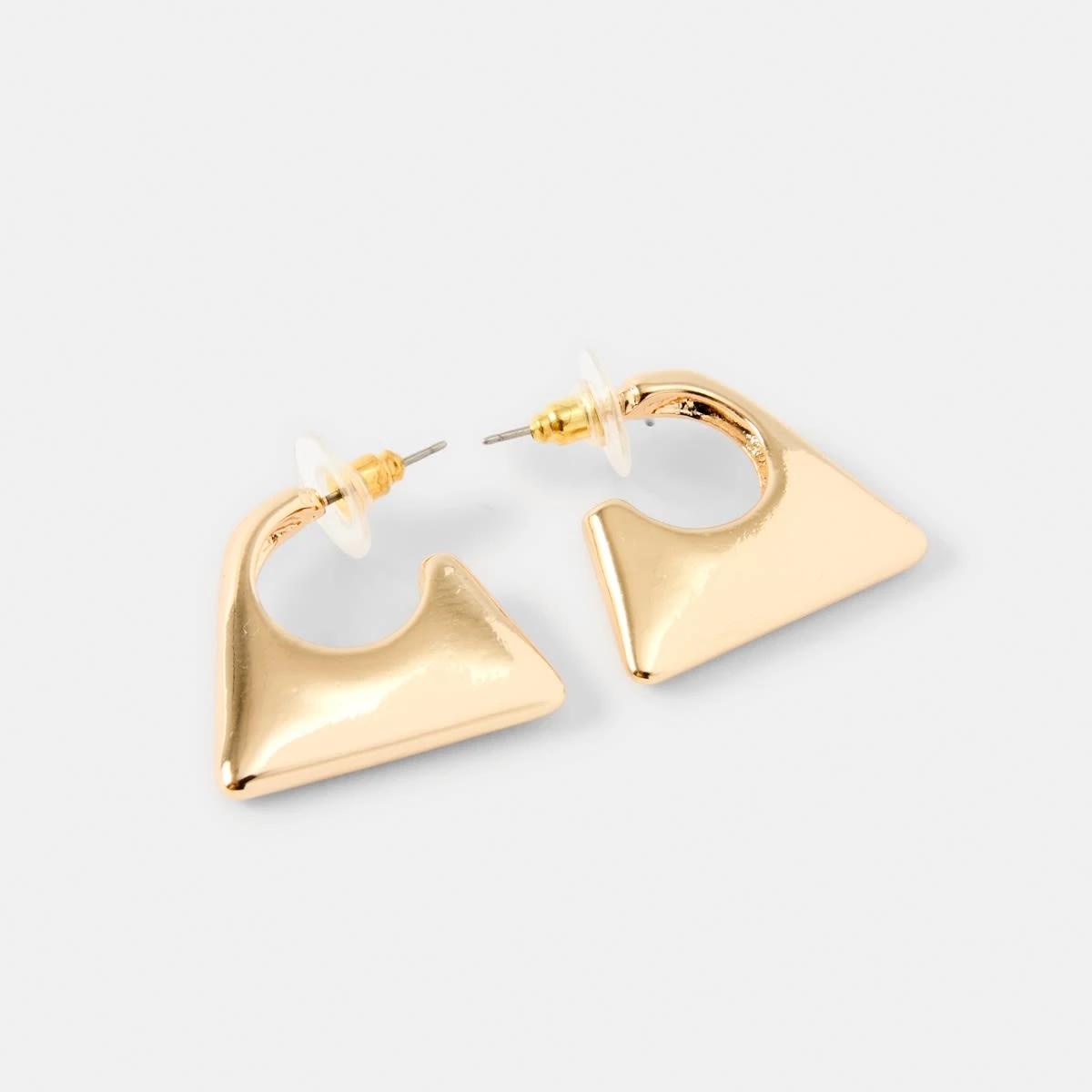 1 Small Puff Triangle Hoop Earrings - Gold Tone Gold, 1 of 5